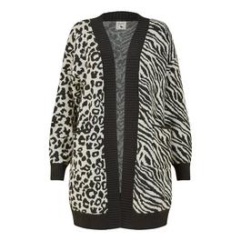 Yumi Yumi Black Zebra And Leopard Knitted Cardigan