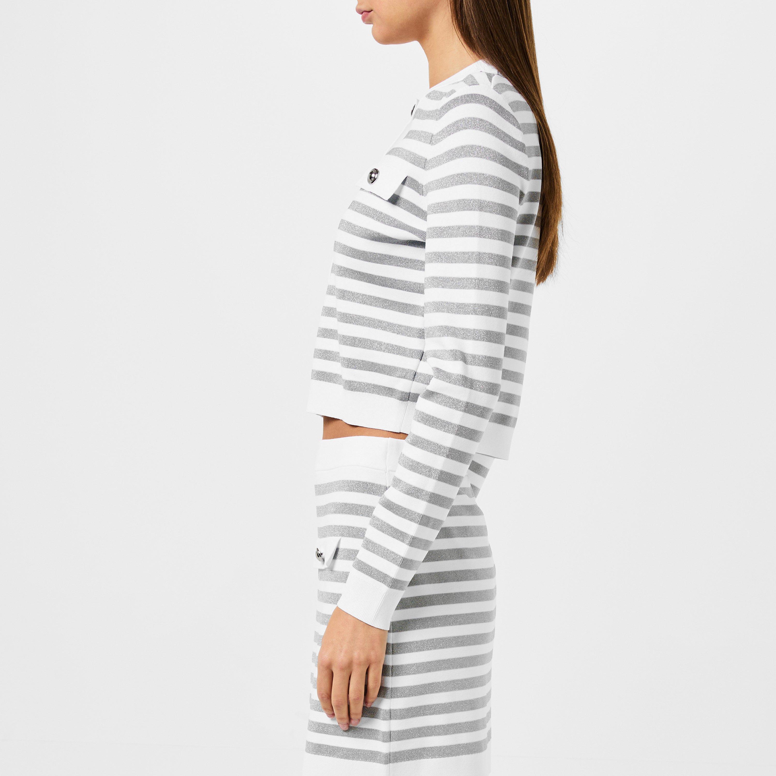 WHITE/SILVER - MICHAEL Michael Kors - Women's Zebra Cardigan - 2