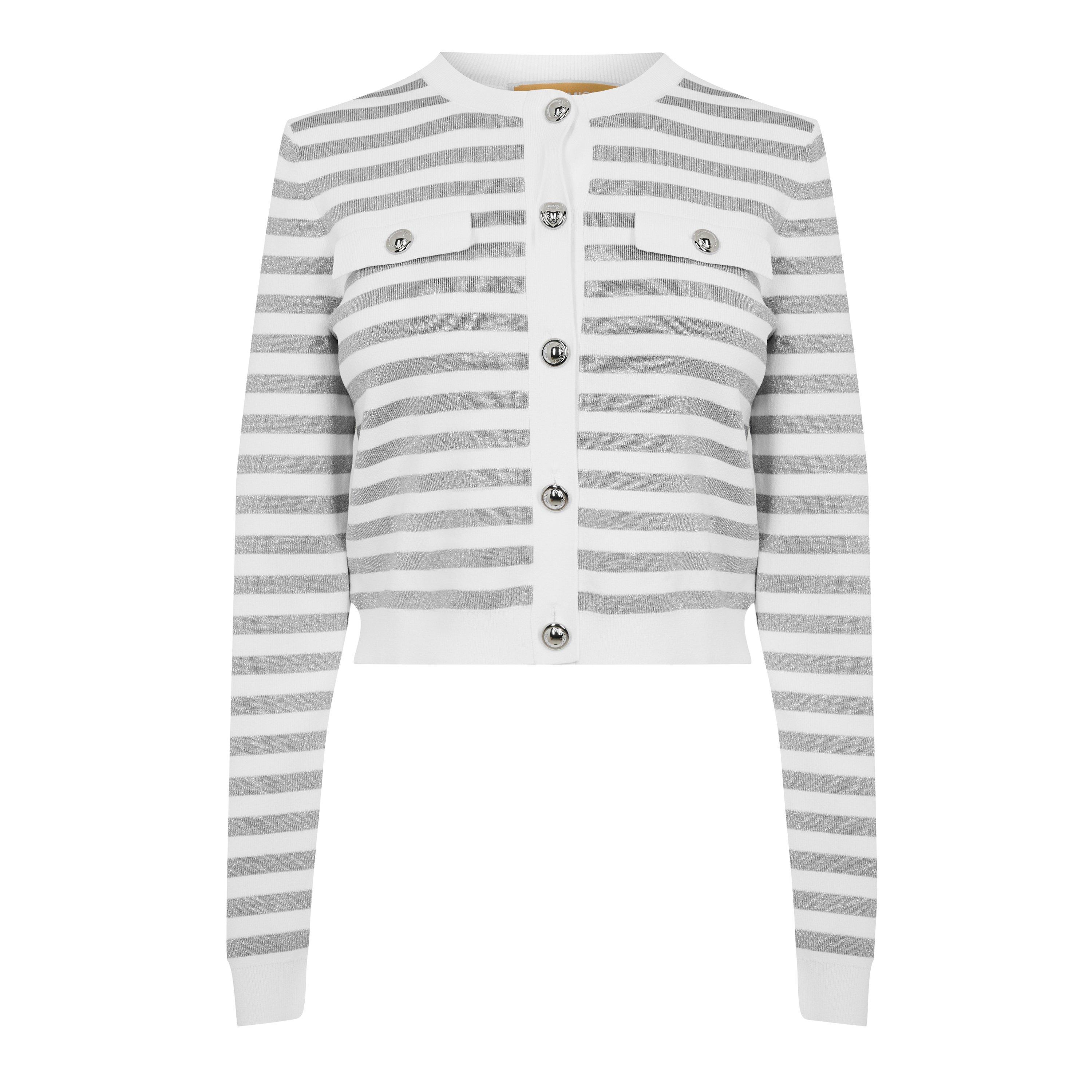 WHITE/SILVER - MICHAEL Michael Kors - Women's Zebra Cardigan - 5