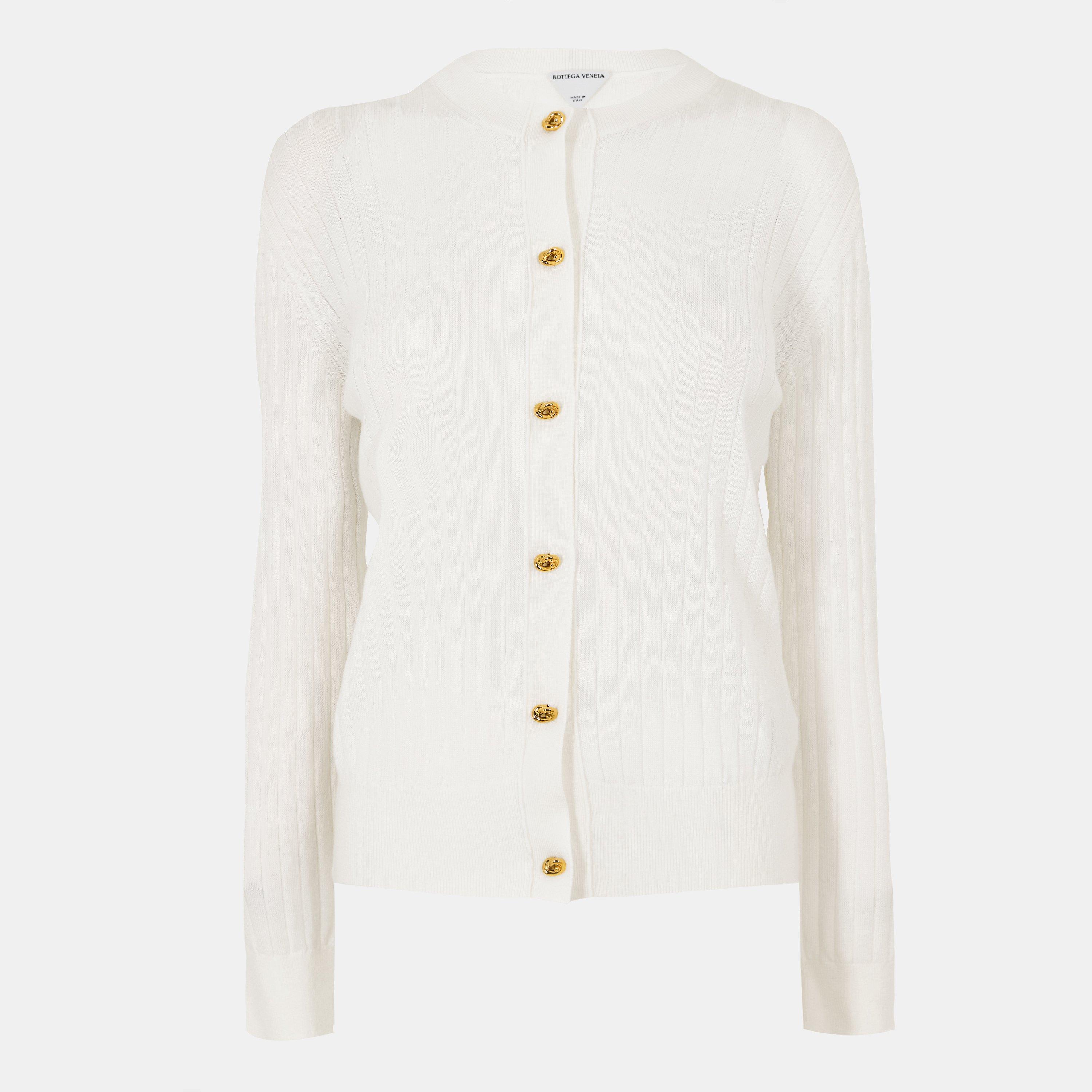 Bottega Veneta Knitted Wool Cardigan - Chalk - M