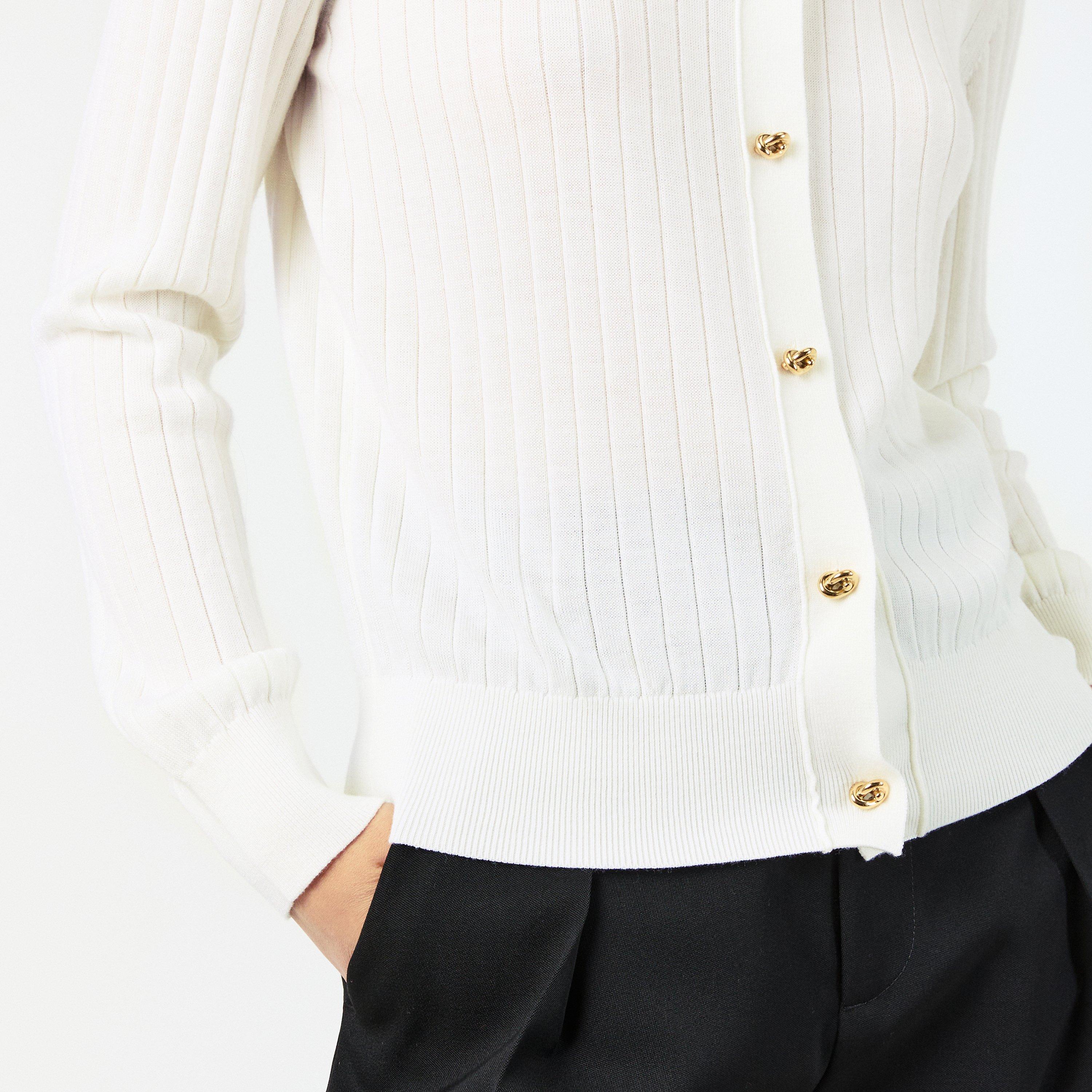 Chalk - Bottega Veneta - Knitted Wool Cardigan - 5