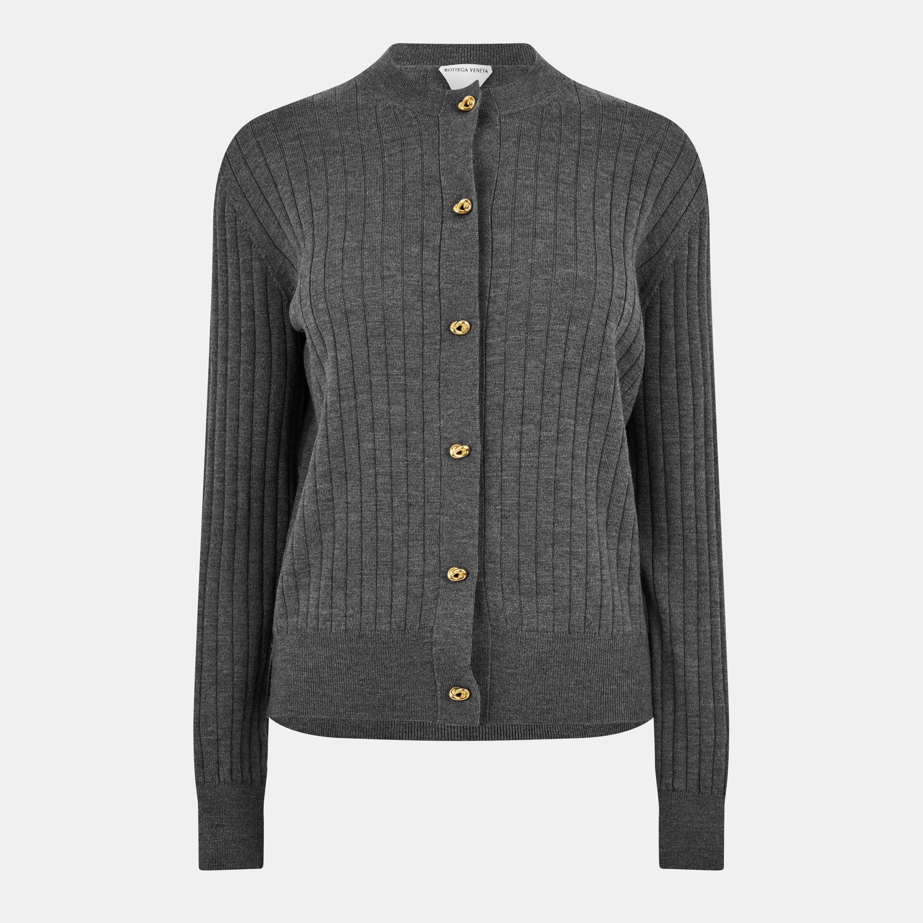 Bottega Veneta Knitted Wool Cardigan - Anthracite - XS