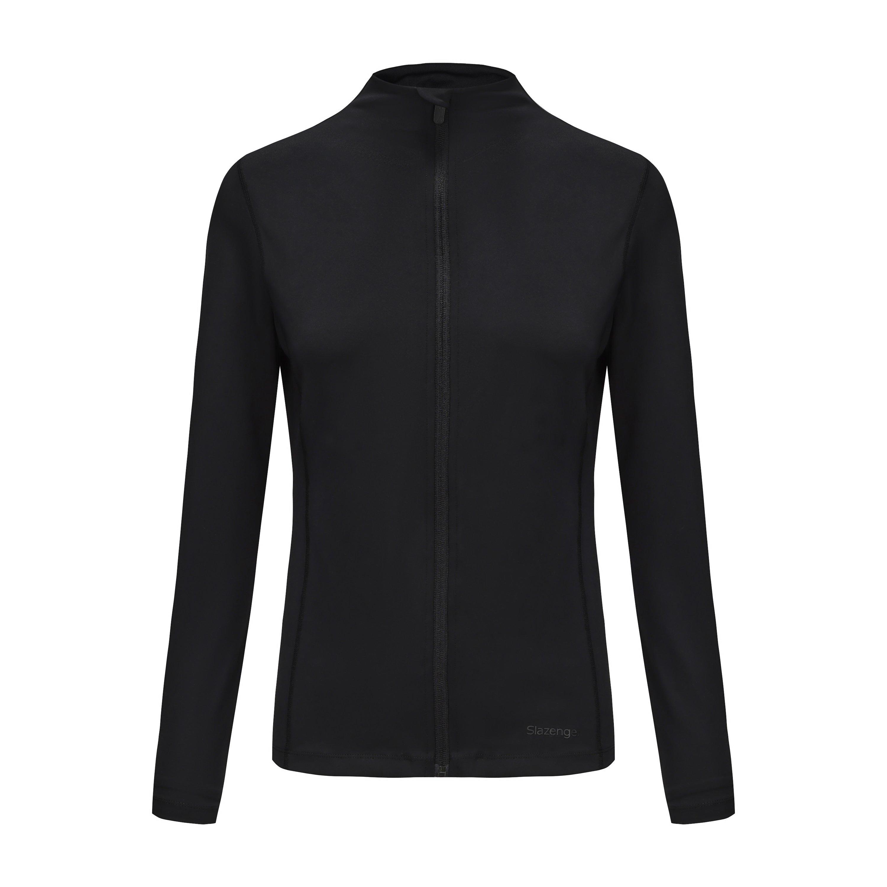 Black - Slazenger - Women's Slim Fit Zip Collar Performance Tracksuit Top - 1