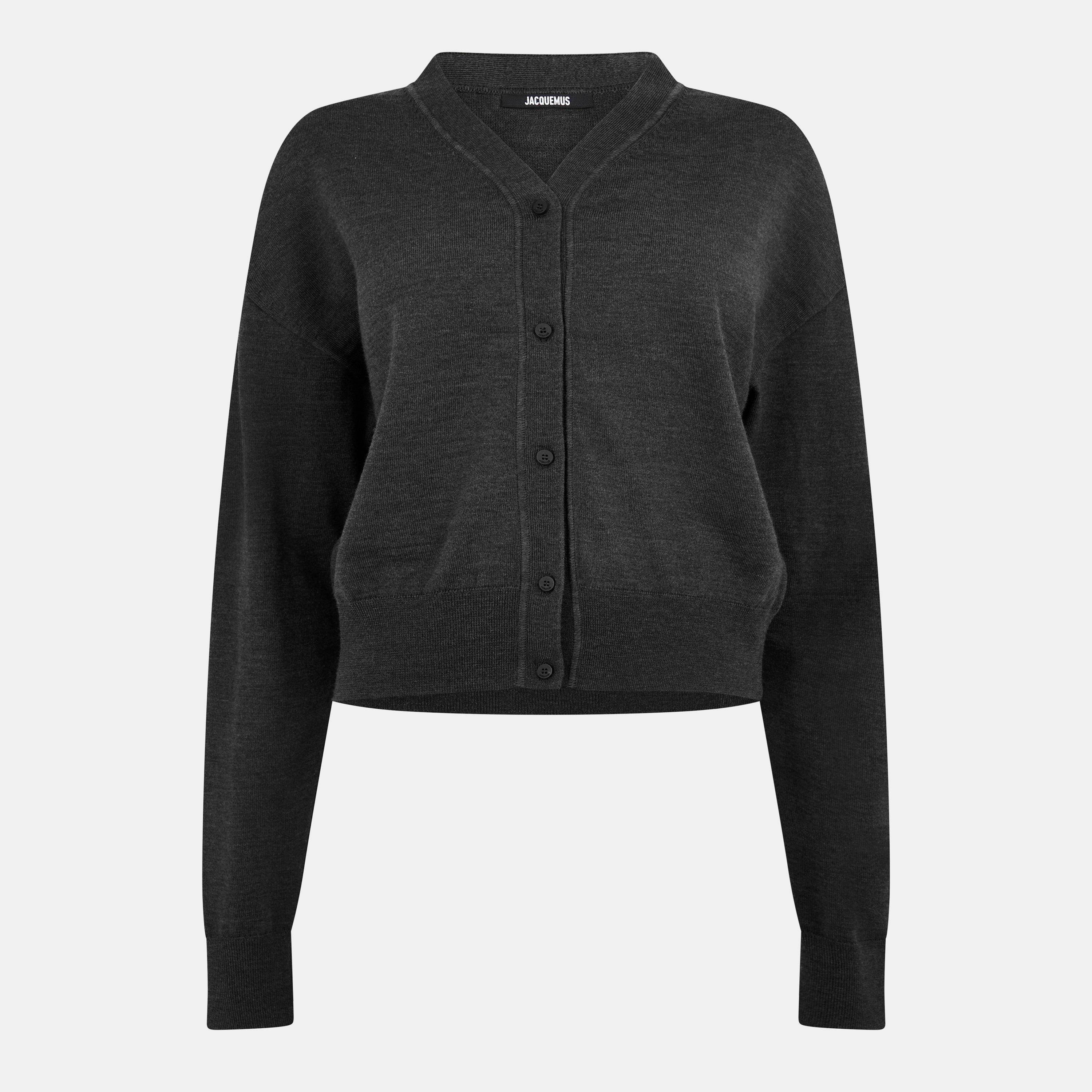 Dark Grey - Jacquemus - Women's Fine Knit Cardigan - 1