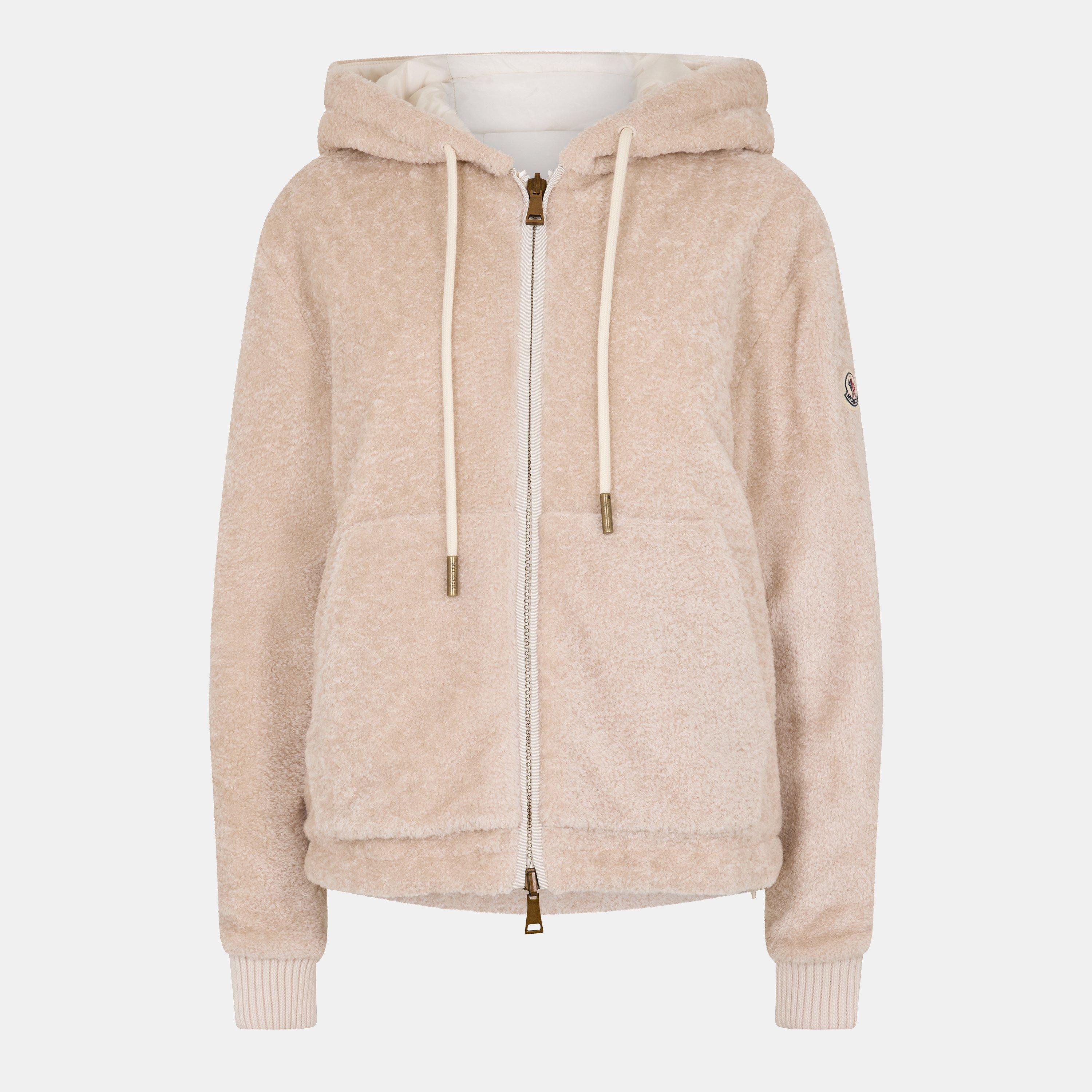 Moncler Women's Zip-Up Structured Knit Cardigan - White 036 - Size 10 (S)