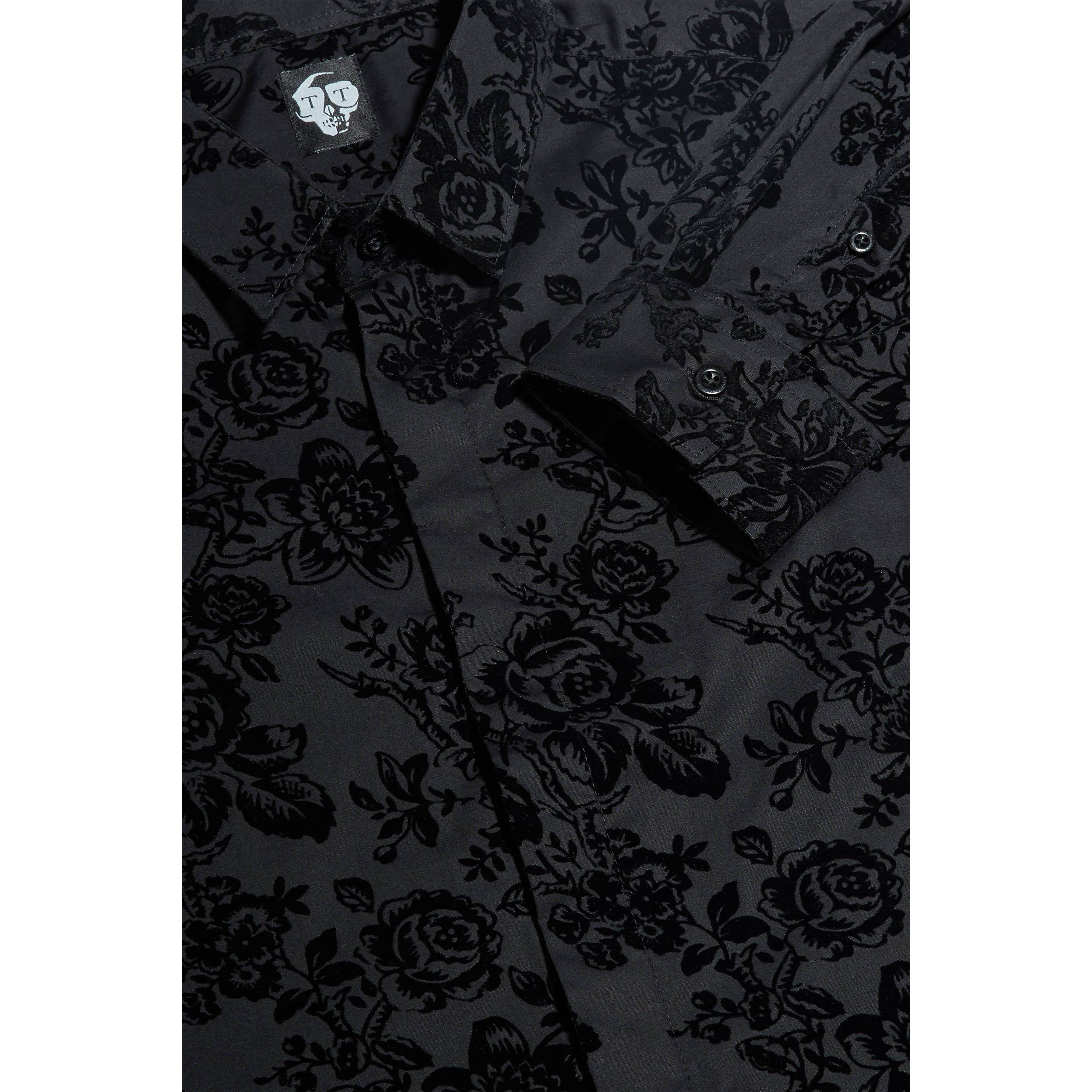 Black - Twisted Tailor - Armada Skinny Fit Flocked Shirt - 5
