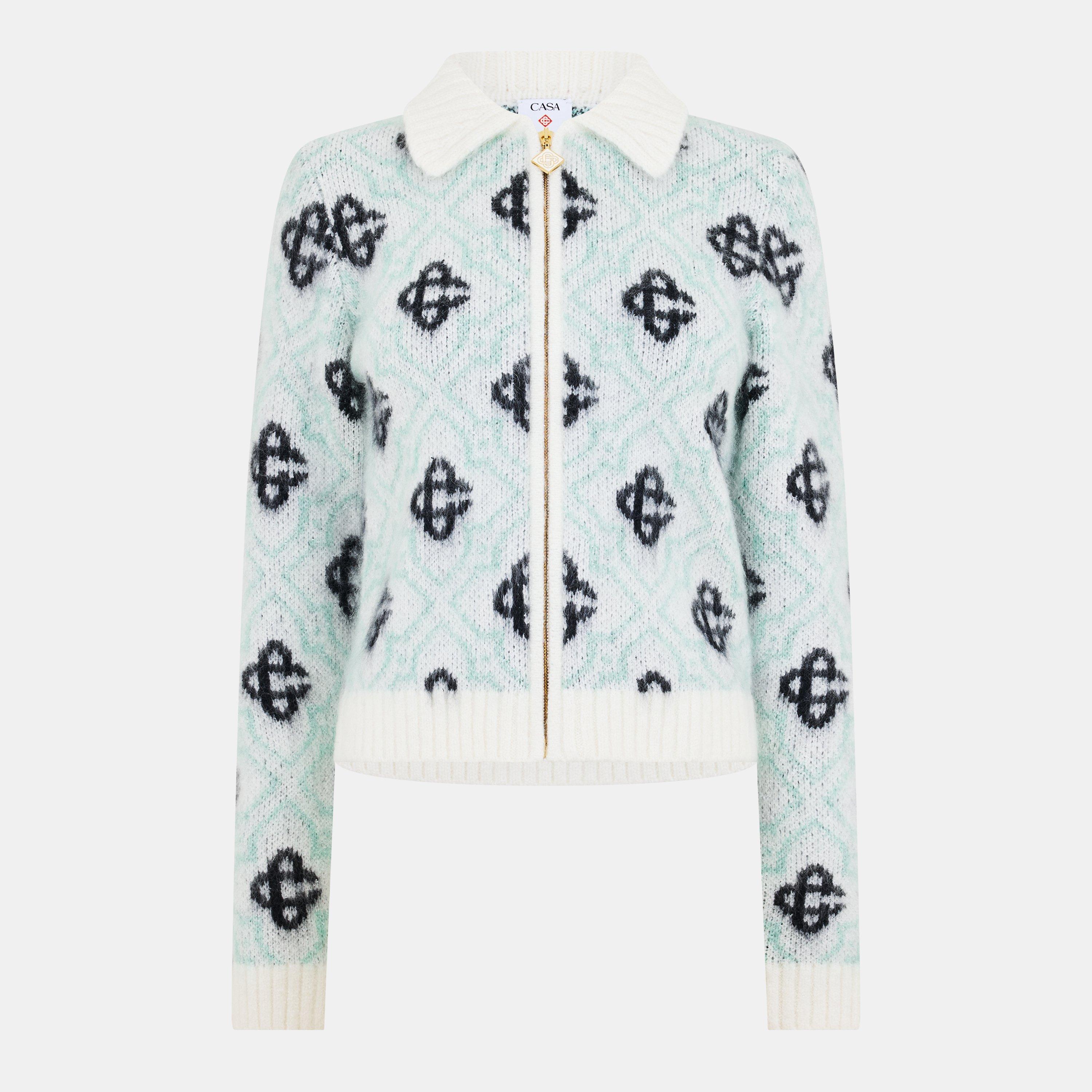 Casablanca Women's Mono Zip Front Cardigan - Multi - Size 12 (M)