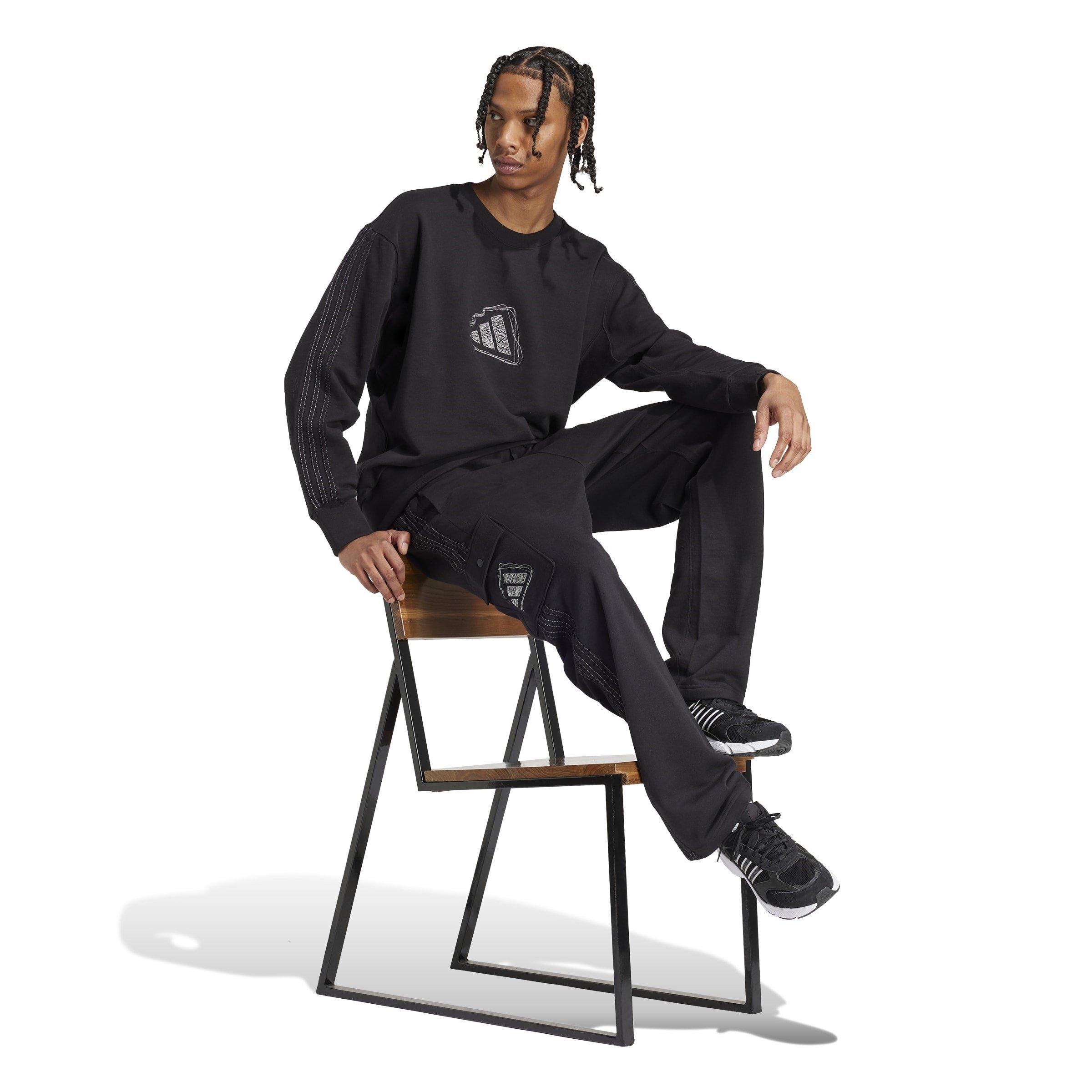 Negro - adidas - All SZN French Terry Graphic Seasonal Jogging Bottoms Mens - 4