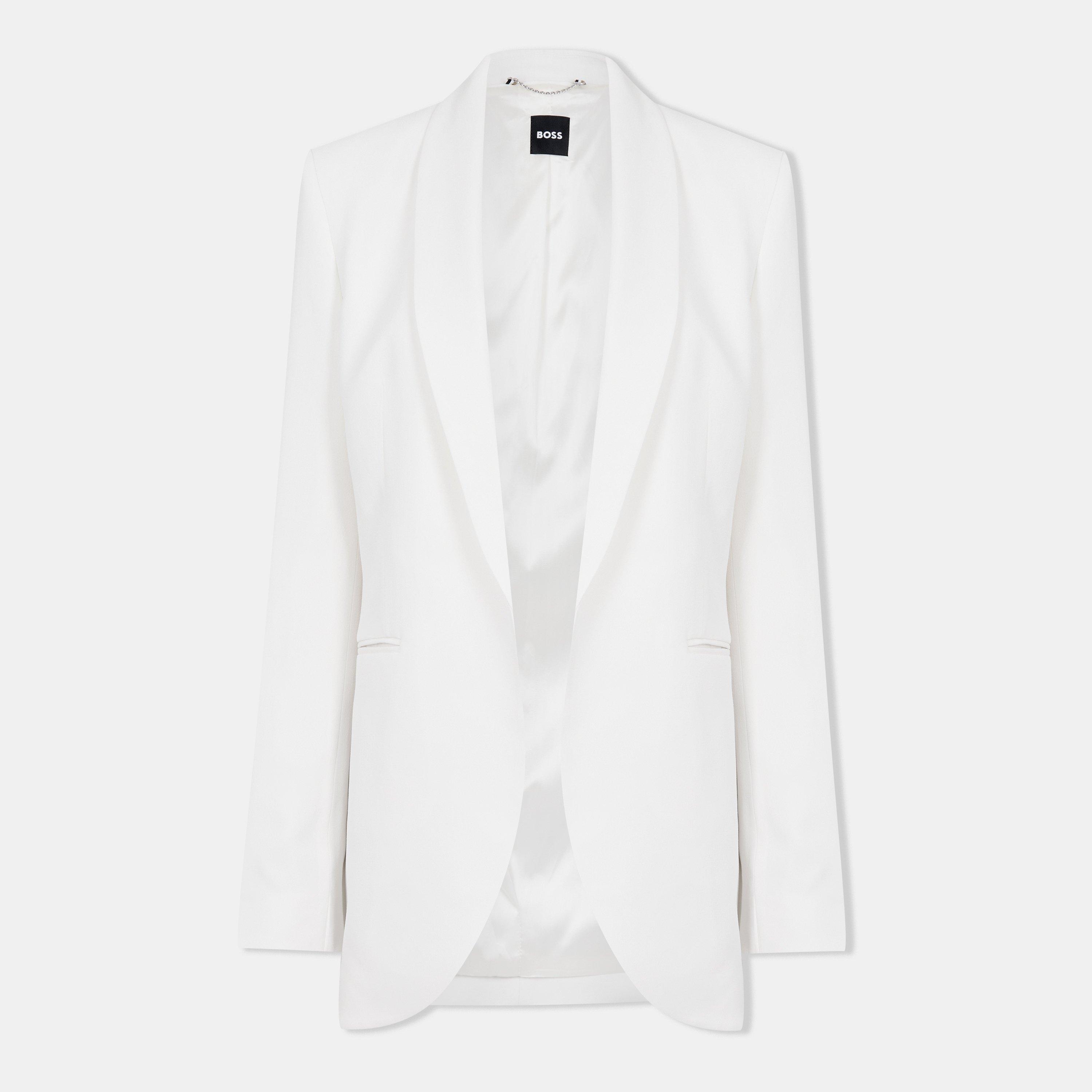 Boss Women's Jirea Tailored Formal Jacket - Open White - 10 (M)
