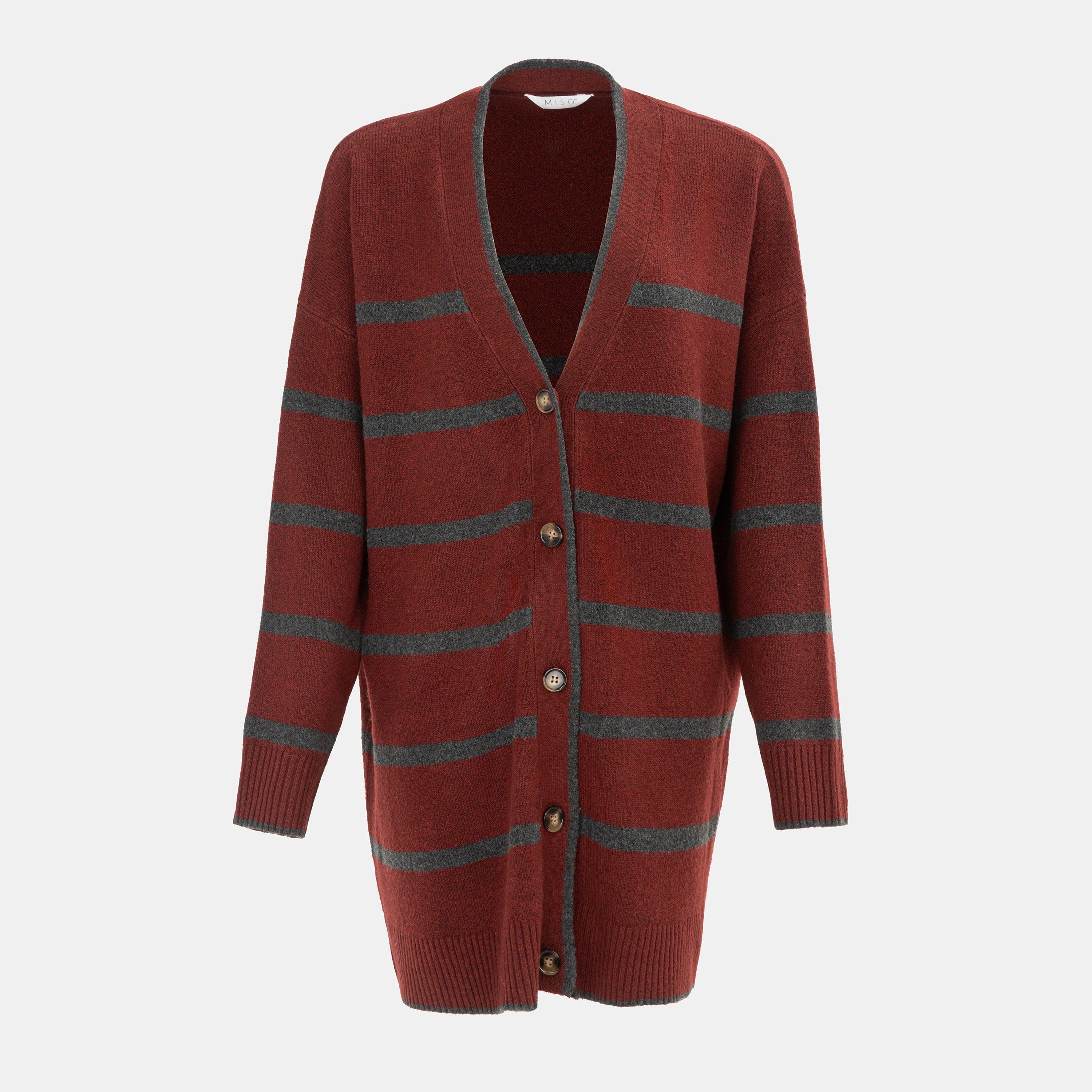Red - Miso - Knit V neck Button Cardigan Women - 1