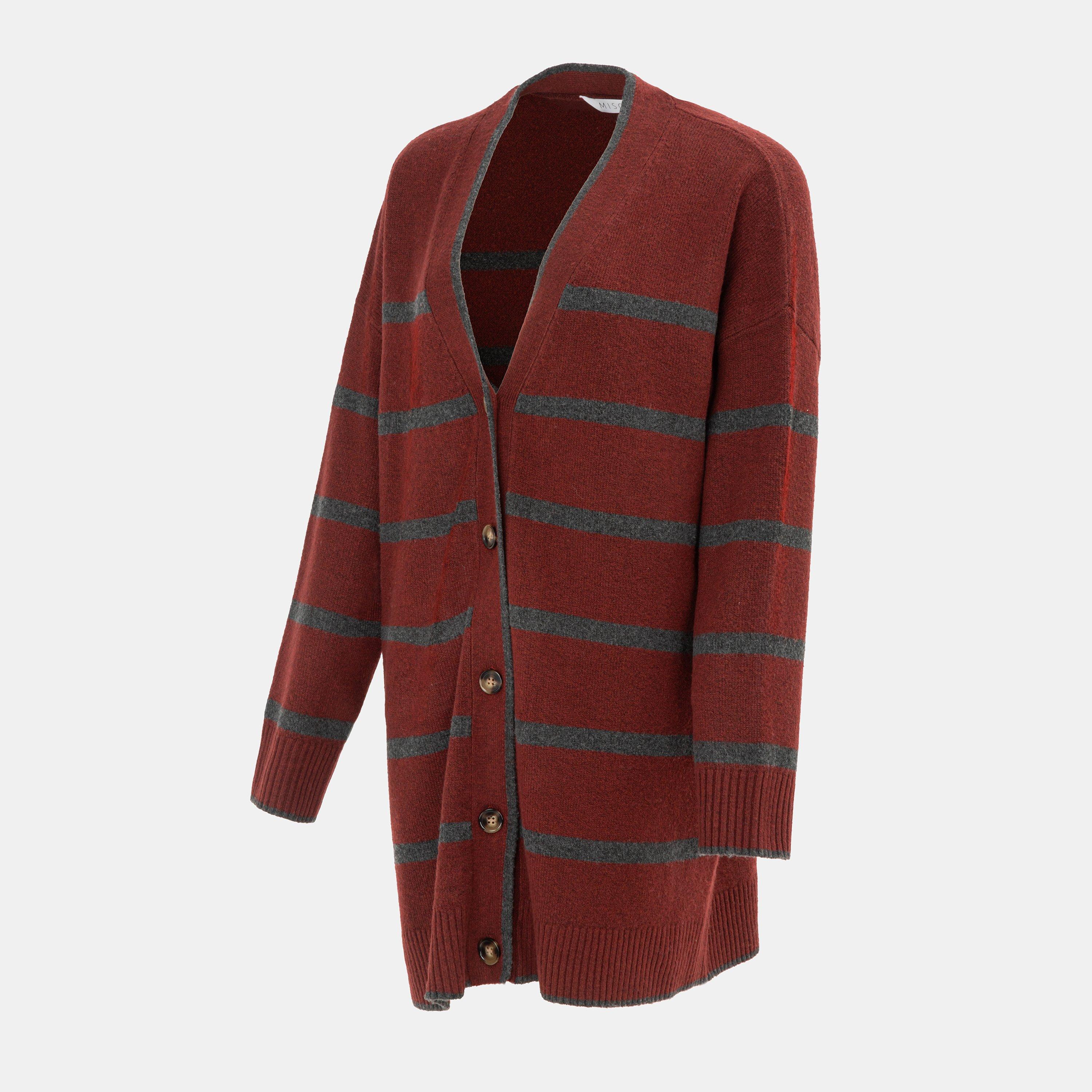 Red - Miso - Knit V neck Button Cardigan Women - 3