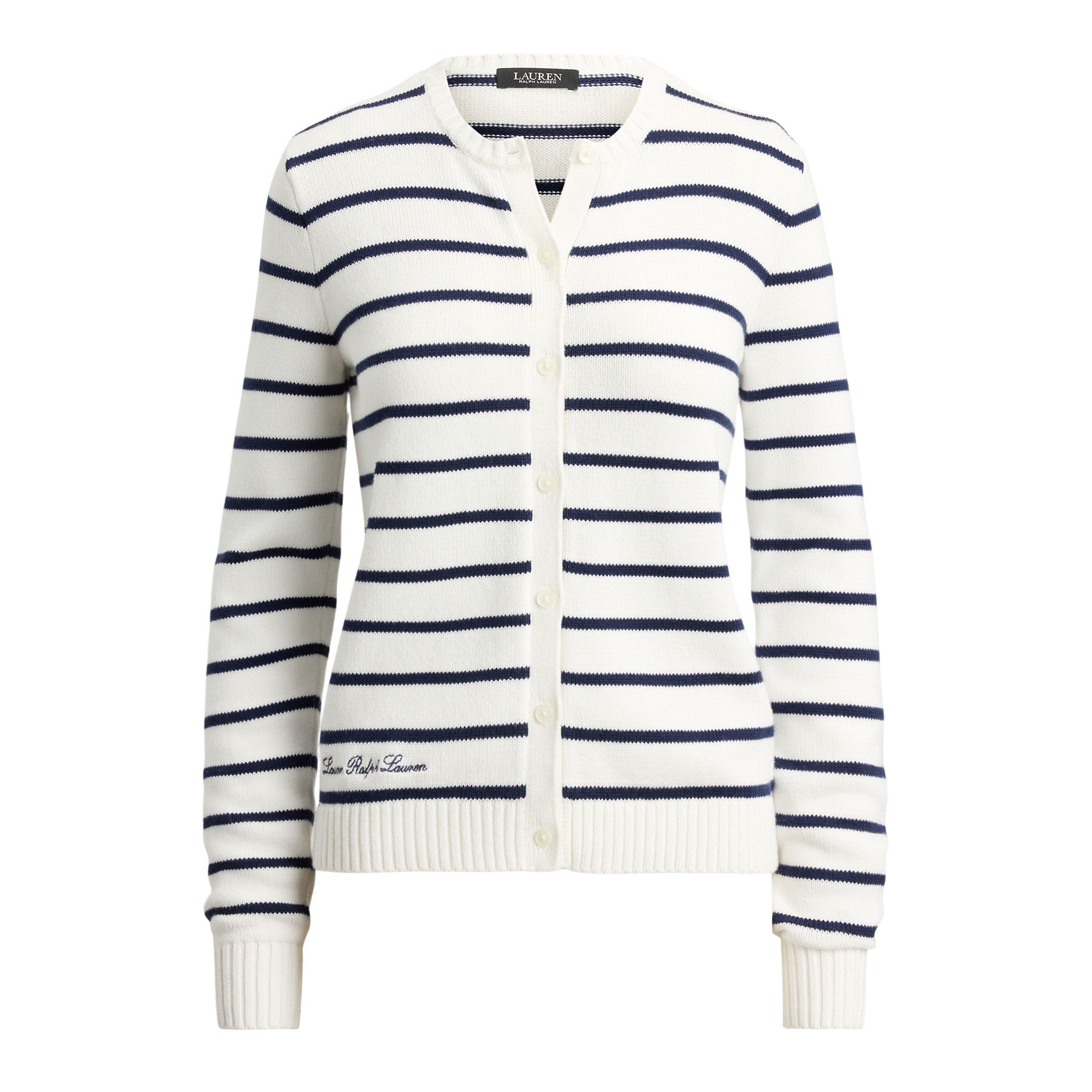 Lauren By Ralph Lauren Women's Ralhan Cardigan - White/Navy - 10 (S)