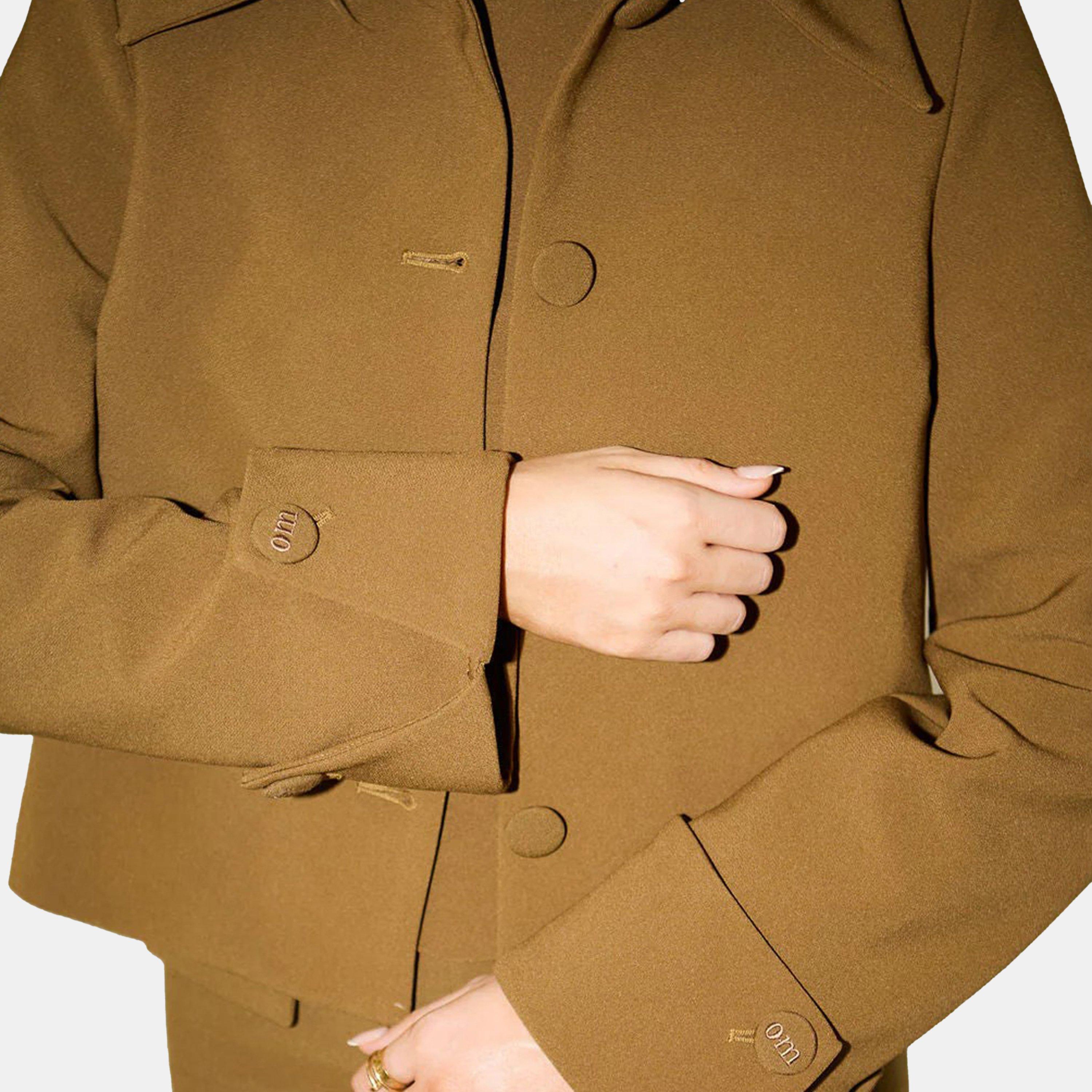 Olive - Odd Muse - Women's Ultimate Muse Long Sleeve Hip Length Lapel Formal Jacket - 4