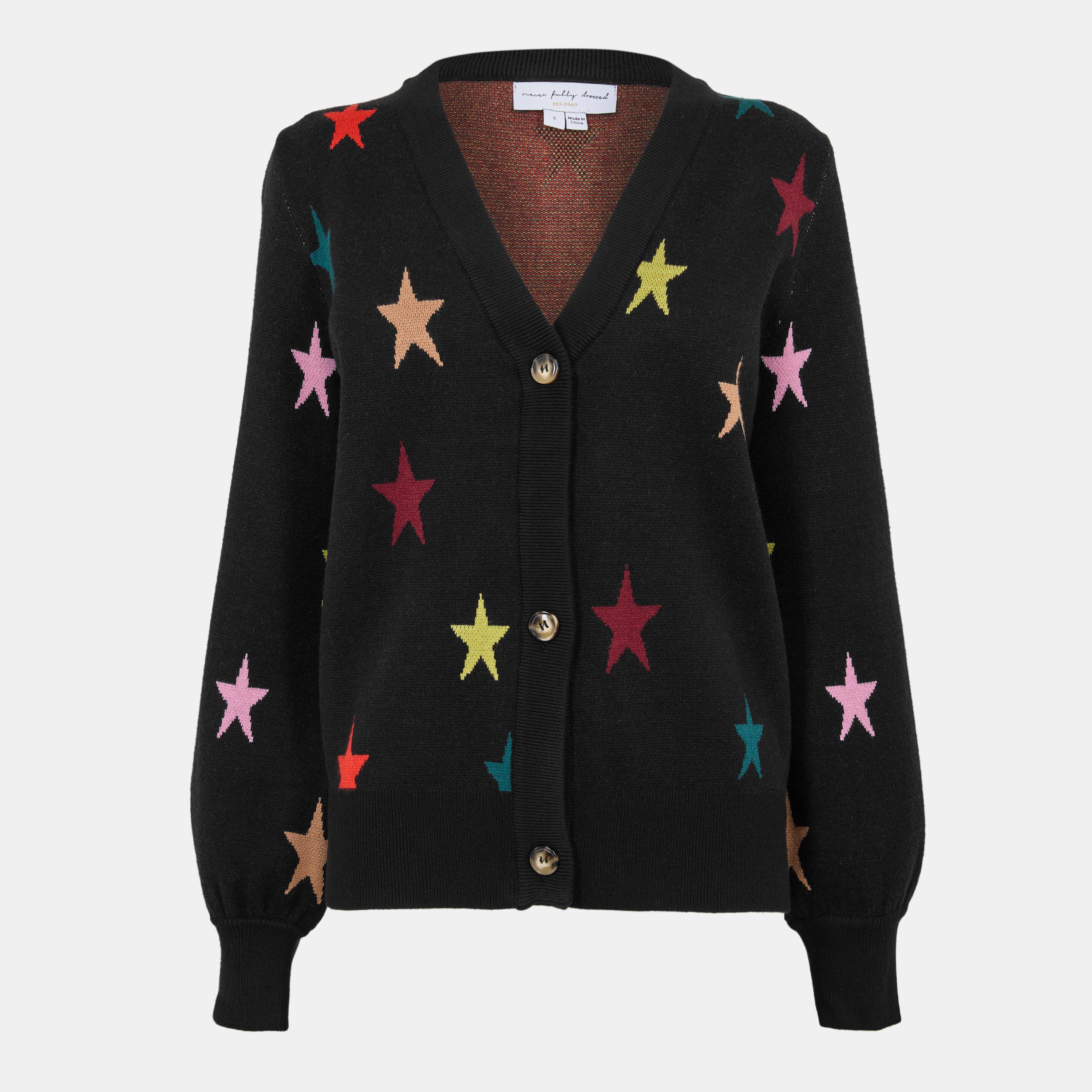 Black - Never Fully Dressed - Women's Star Knit Cardigan - 1
