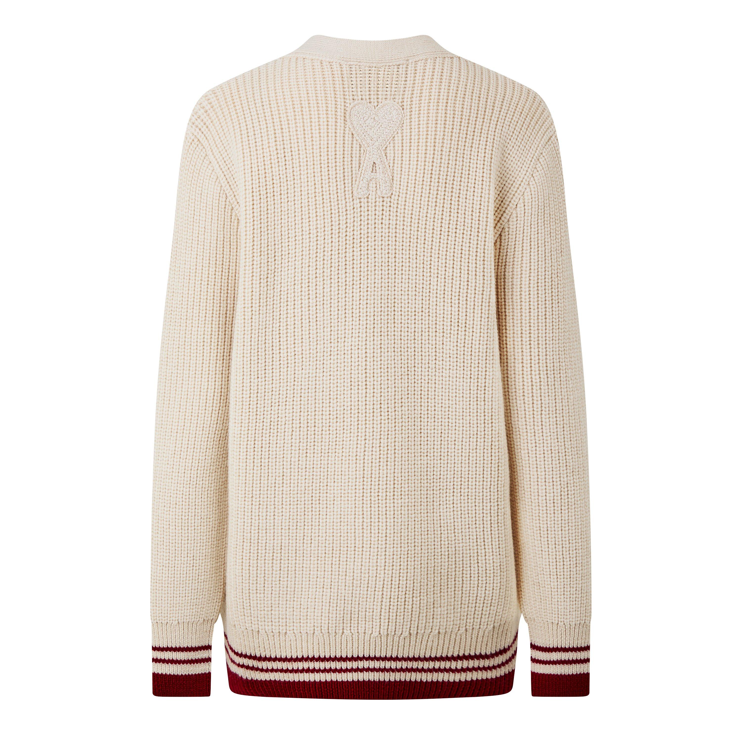 White Cream - Ami Paris - Striped Rib Cardigan - 6