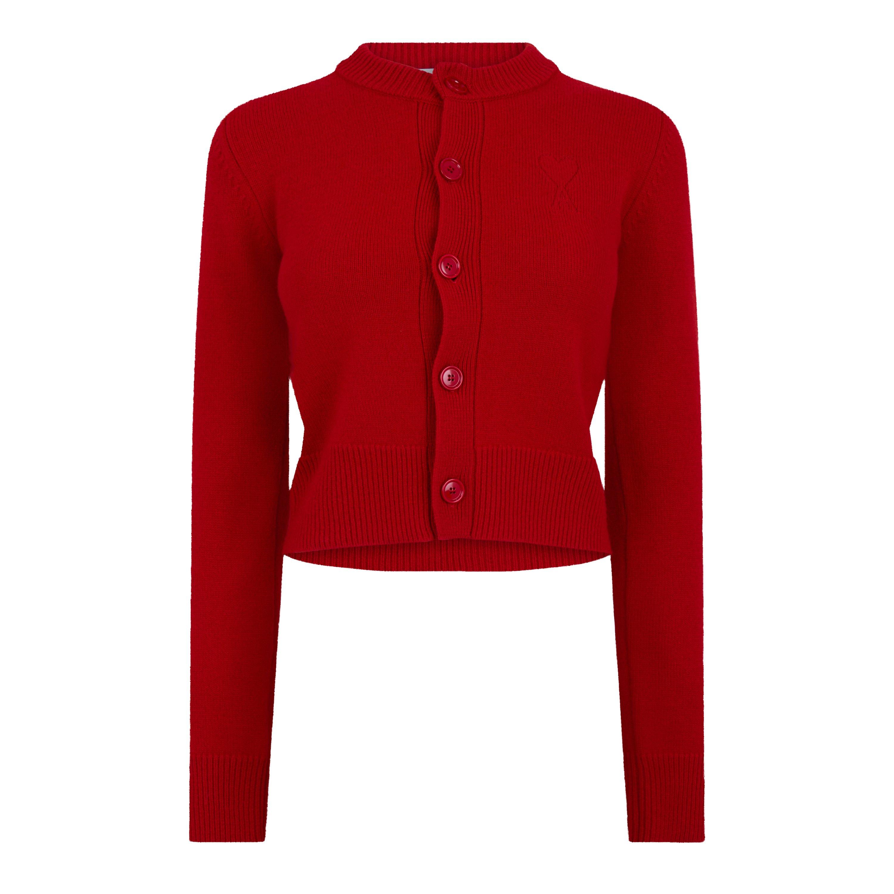Coquelicot - Ami Paris - Wool Knit Crewneck Cardigan - 1