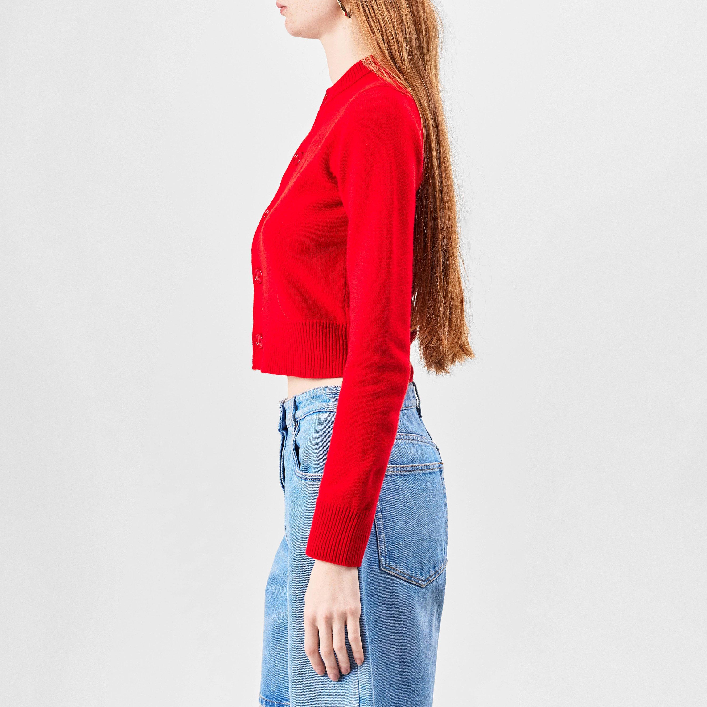 Coquelicot - Ami Paris - Wool Knit Crewneck Cardigan - 2