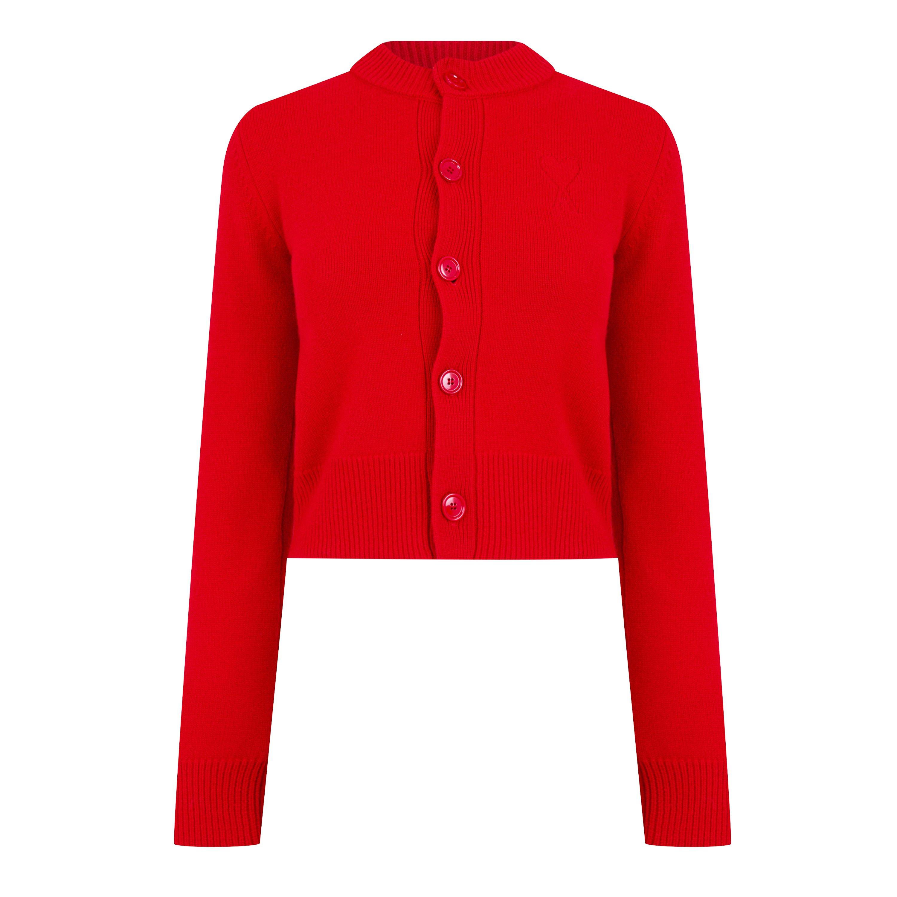 Coquelicot - Ami Paris - Wool Knit Crewneck Cardigan - 5