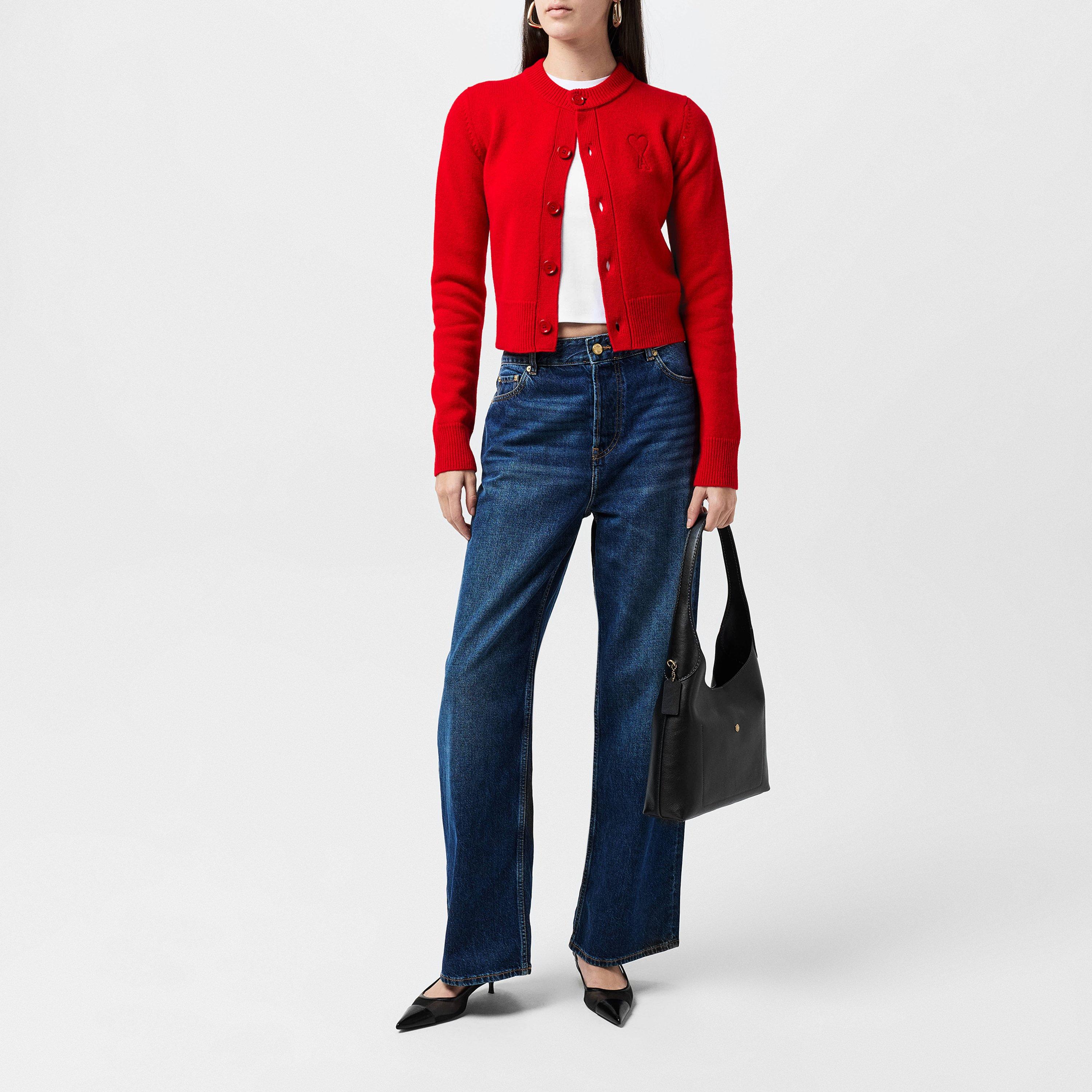 Coquelicot - Ami Paris - Wool Knit Crewneck Cardigan - 4