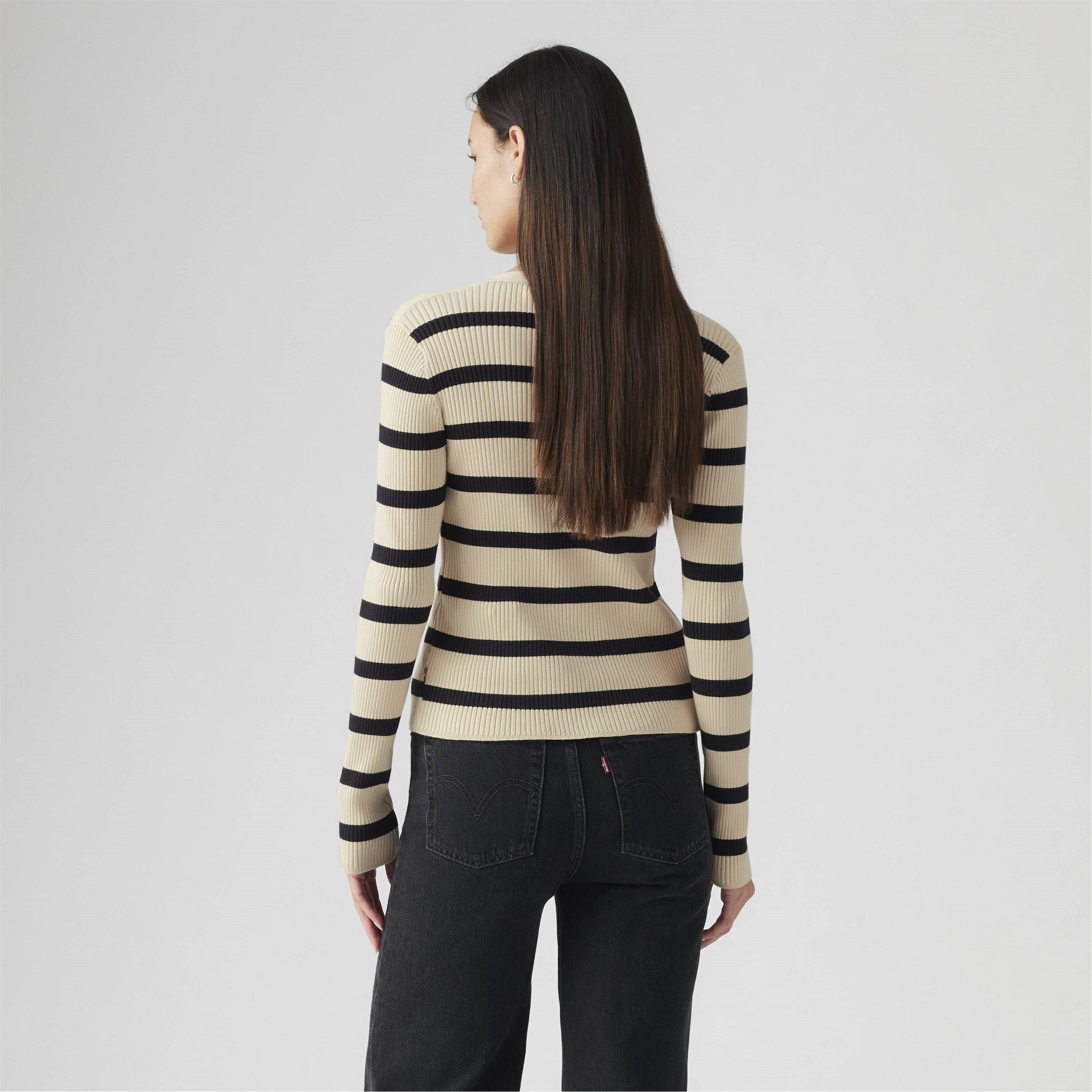 Redwood Strpe - Levis - Women's Tulip Caviar Textured Knit Button-Front Cardigan - 2