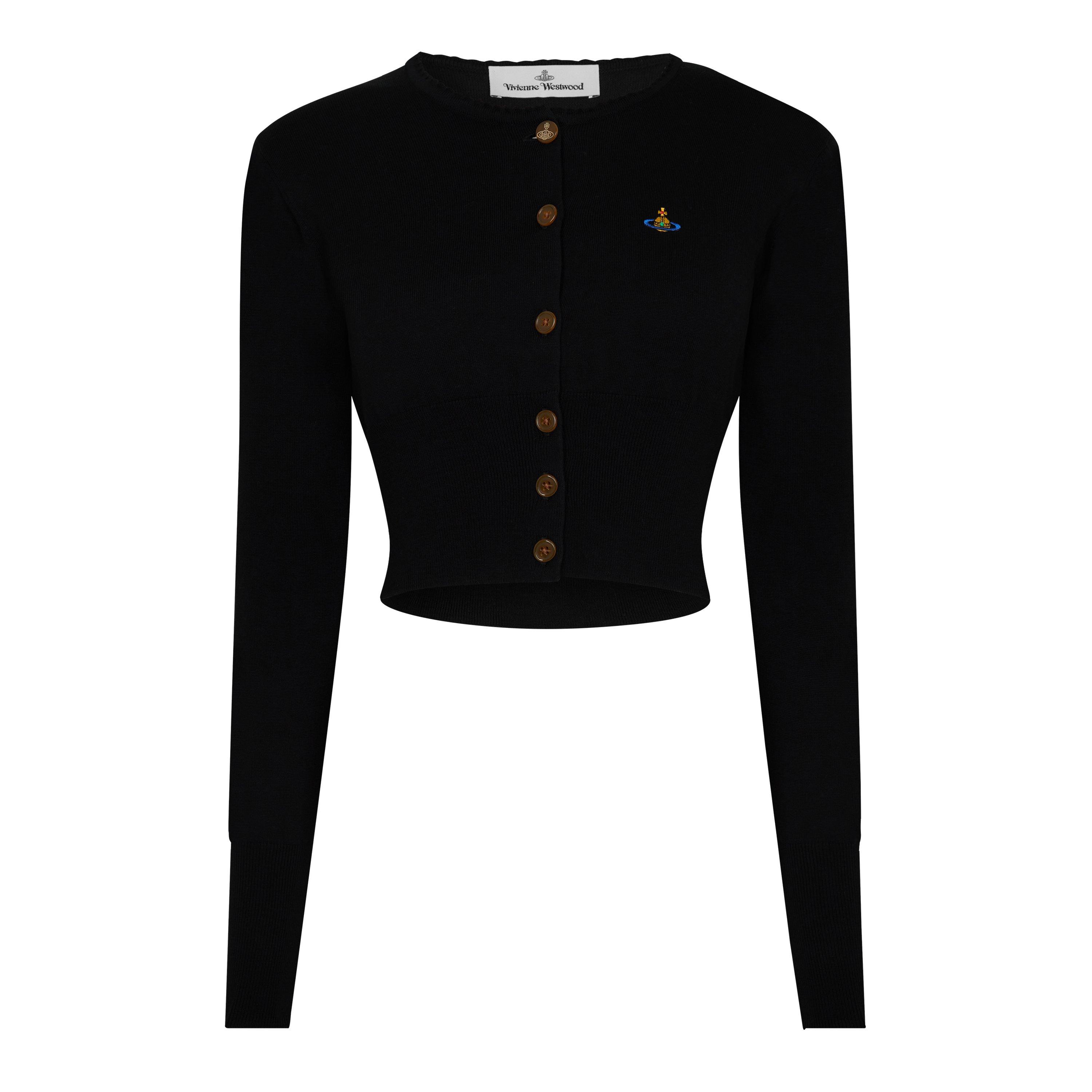 Black - Vivienne Westwood - Women's Logo Wool Bea Cropped Cardigan - 7