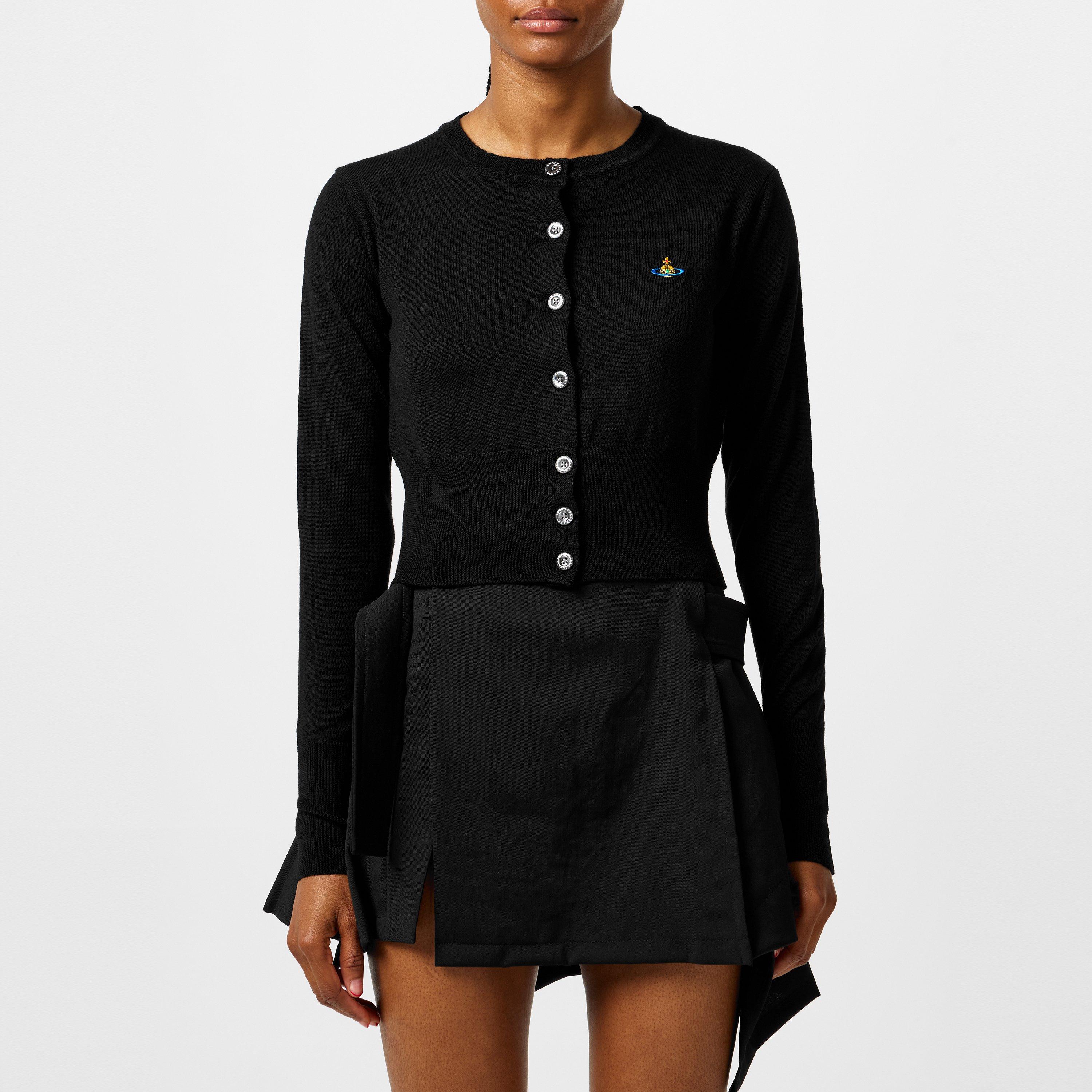 Black - Vivienne Westwood - Women's Logo Wool Bea Cropped Cardigan - 3