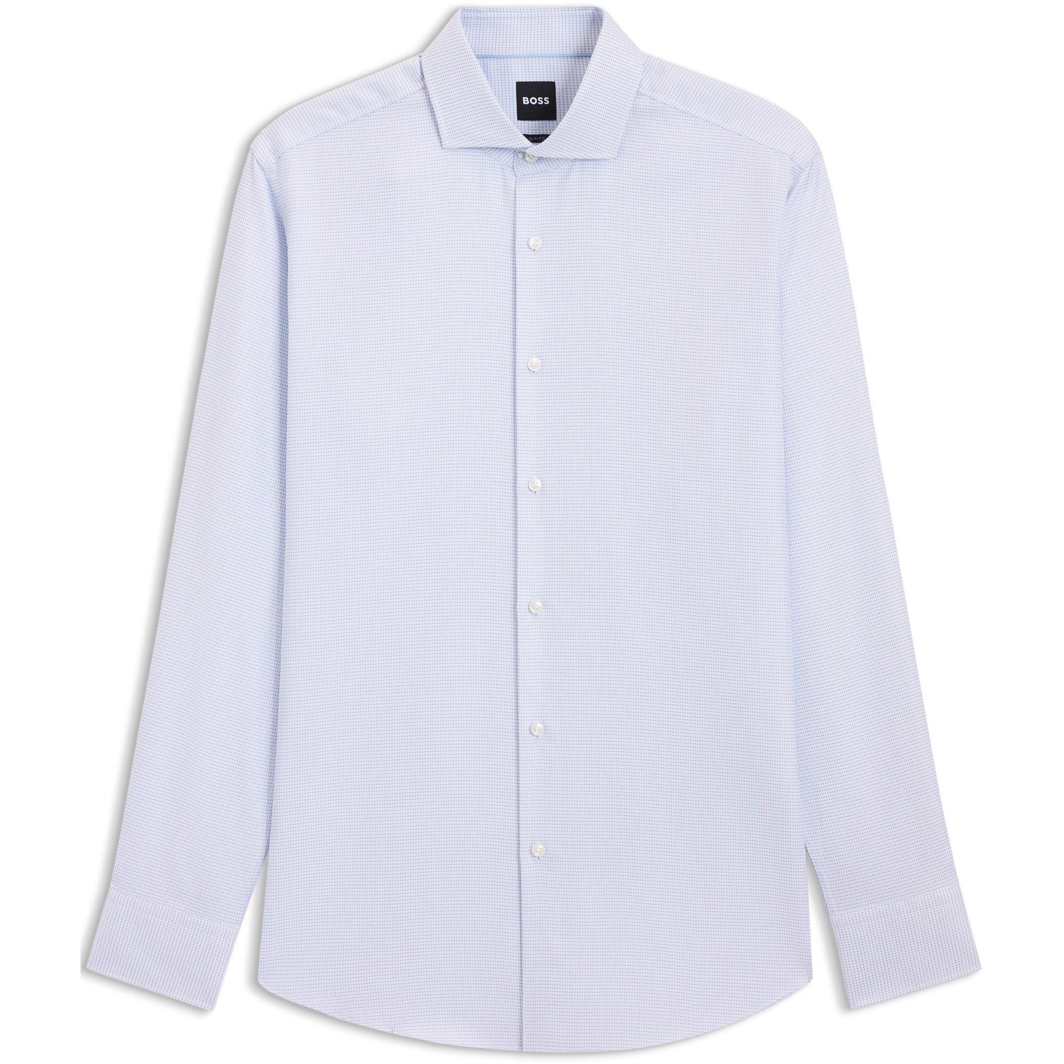 Light Blue 450 - Boss - Men's Long Sleeve Patterned Shirt