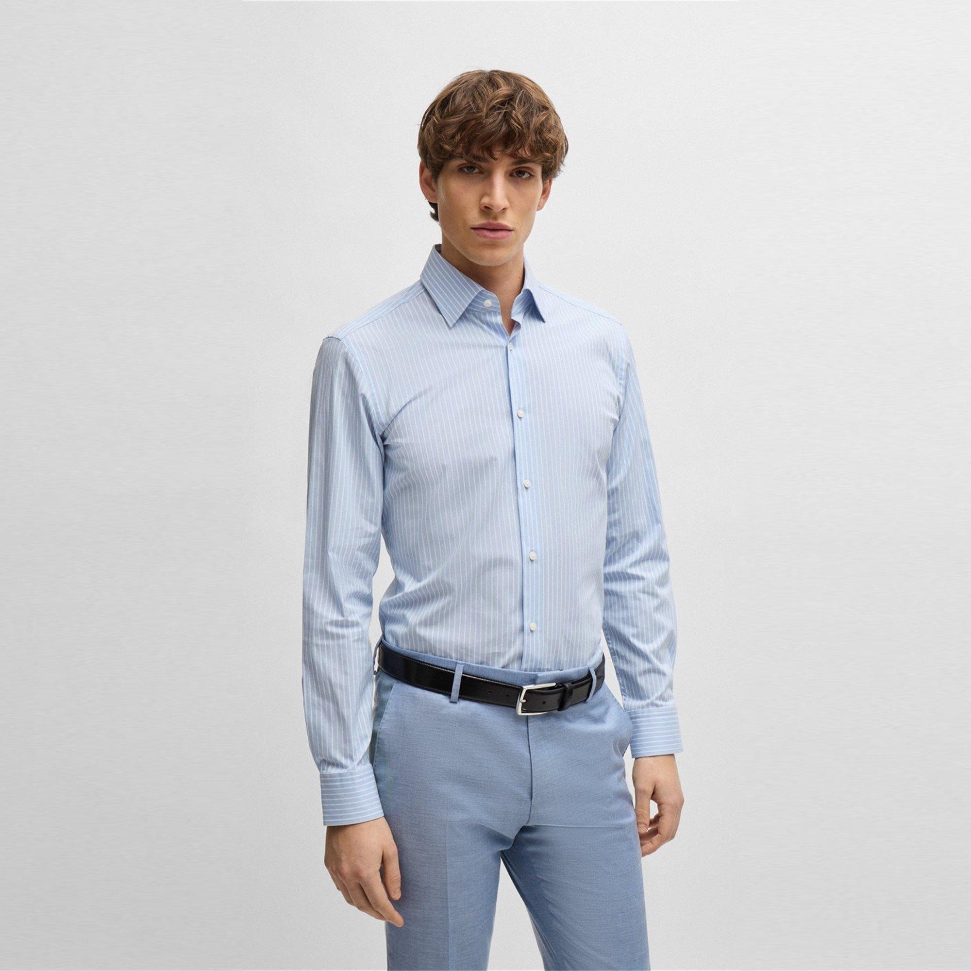 Pas Blue 450 - Boss - Men's HBB HHANK Patterned Long-Sleeve Shirt - 3