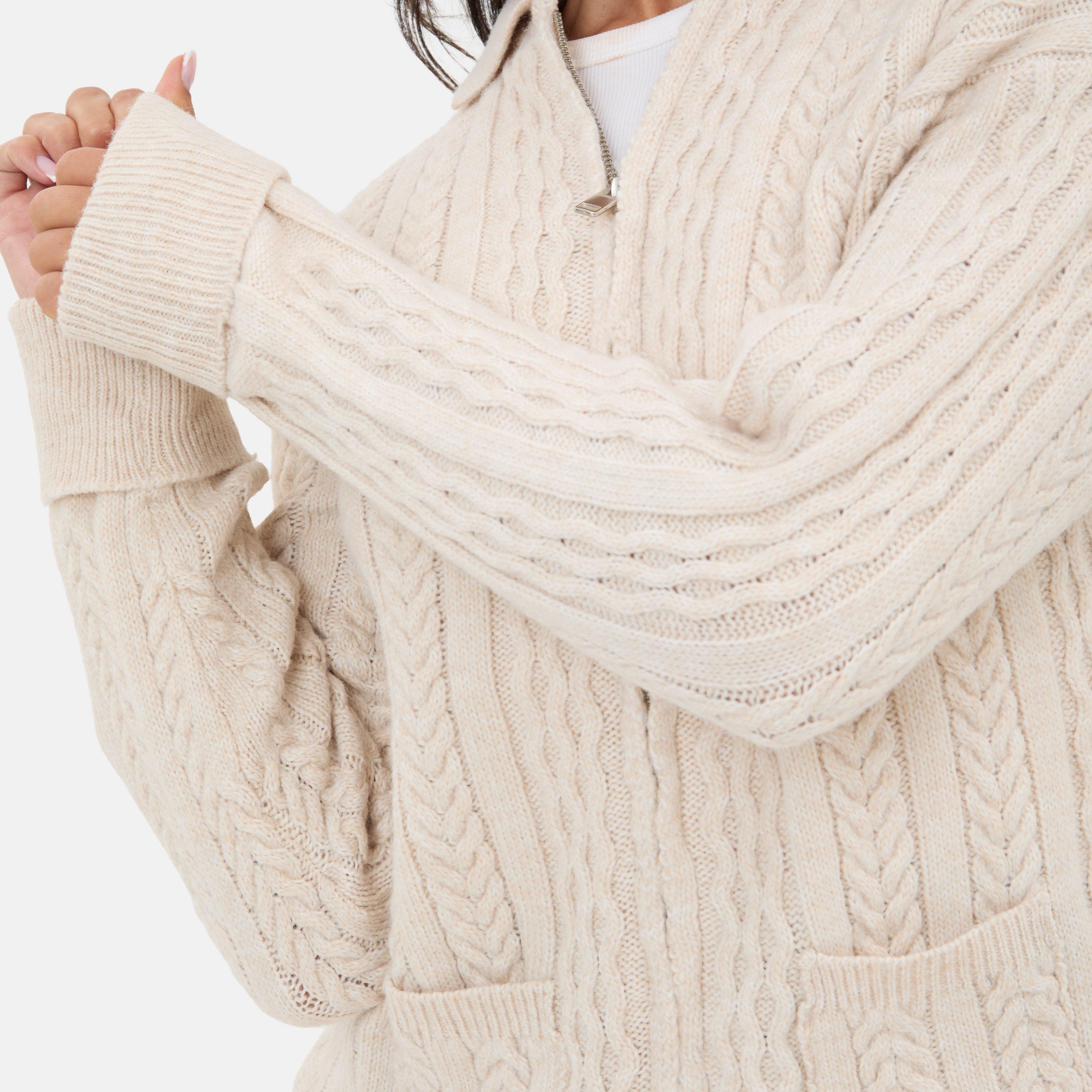 Cream - I Saw It First - Cable knit Zip Cardigan - 4