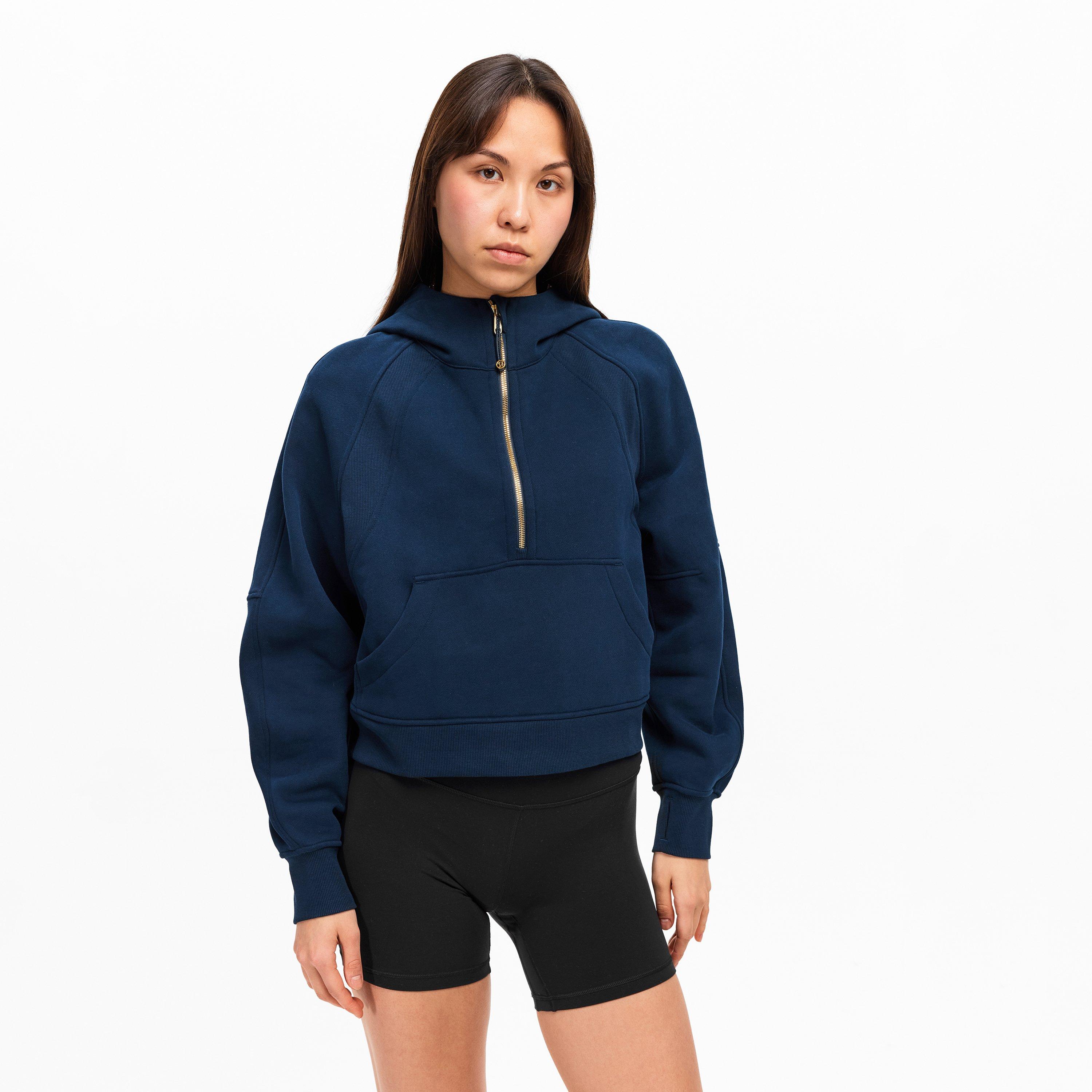 True Navy/Gold - Lululemon - Women'S Logo Cotton Oversized Zipped Hoodie - 3