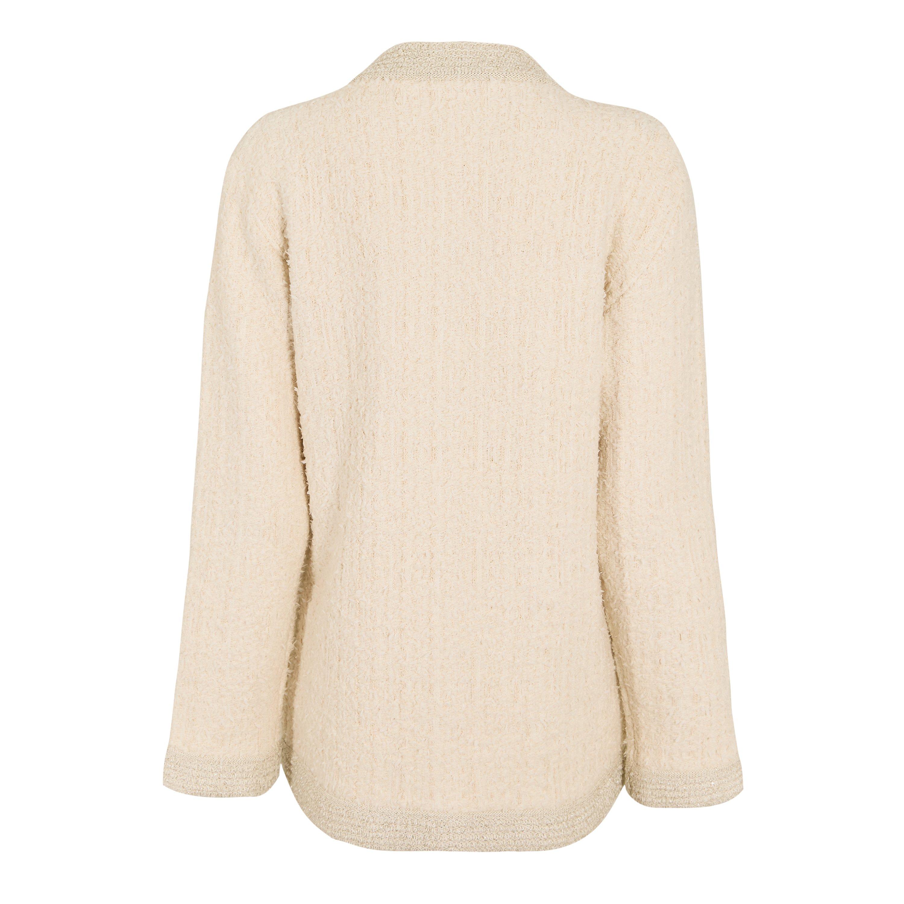 Ivory/Silver - Gucci - Gucci Tweed Cardign Ld62 - 2