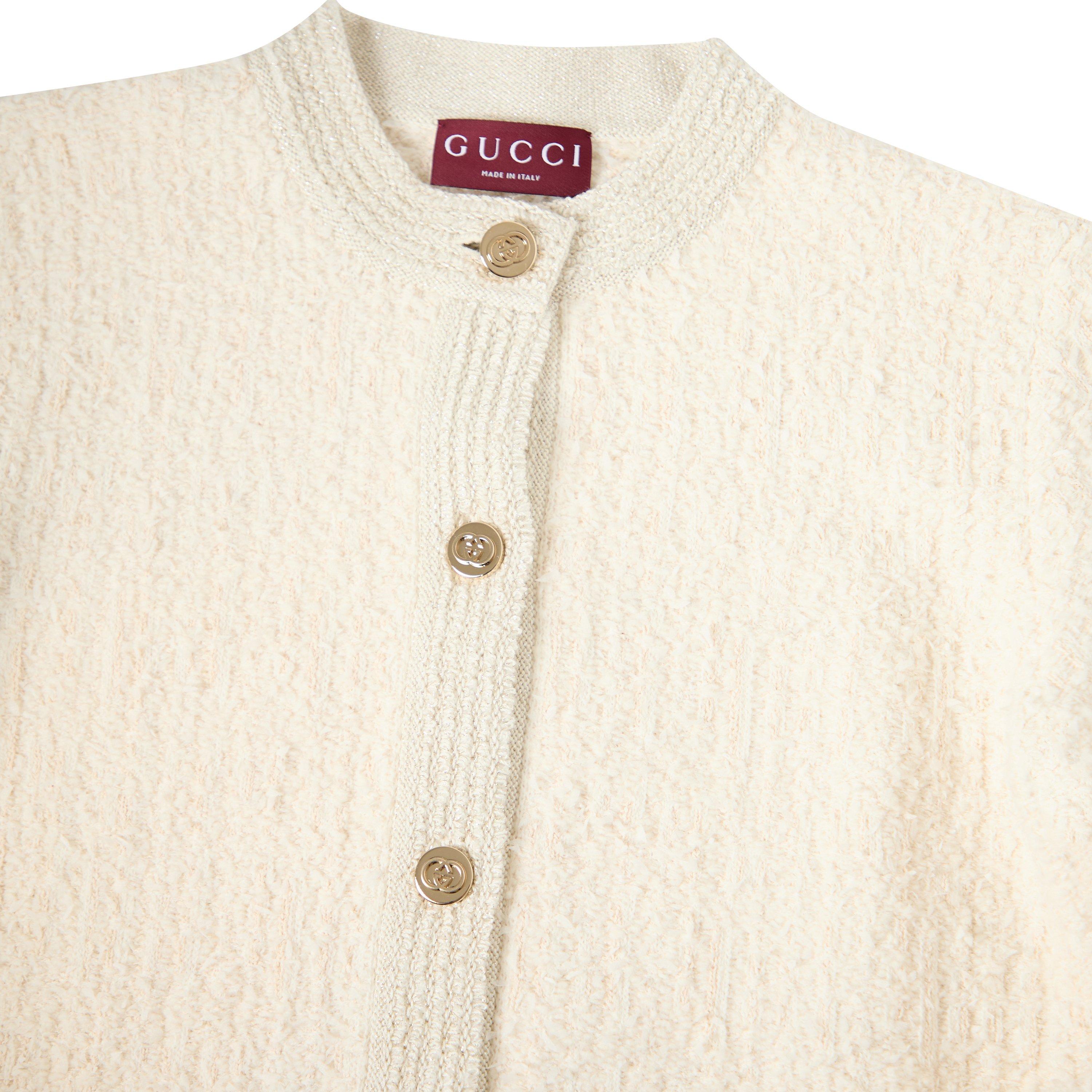Ivory/Silver - Gucci - Women's Tweed Cardigan - 3
