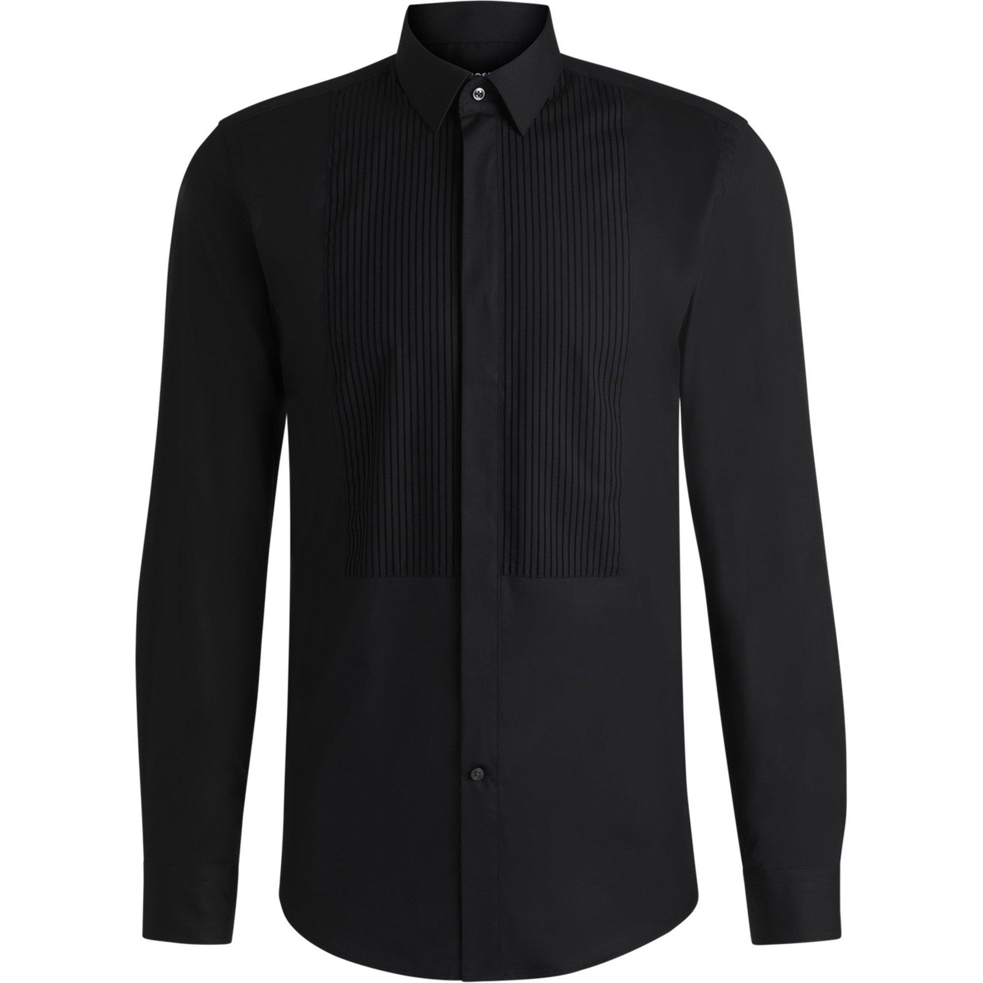 Black 001 - Boss - Men's HHANKParty5 Long Sleeve Patterned Tailored Shirt