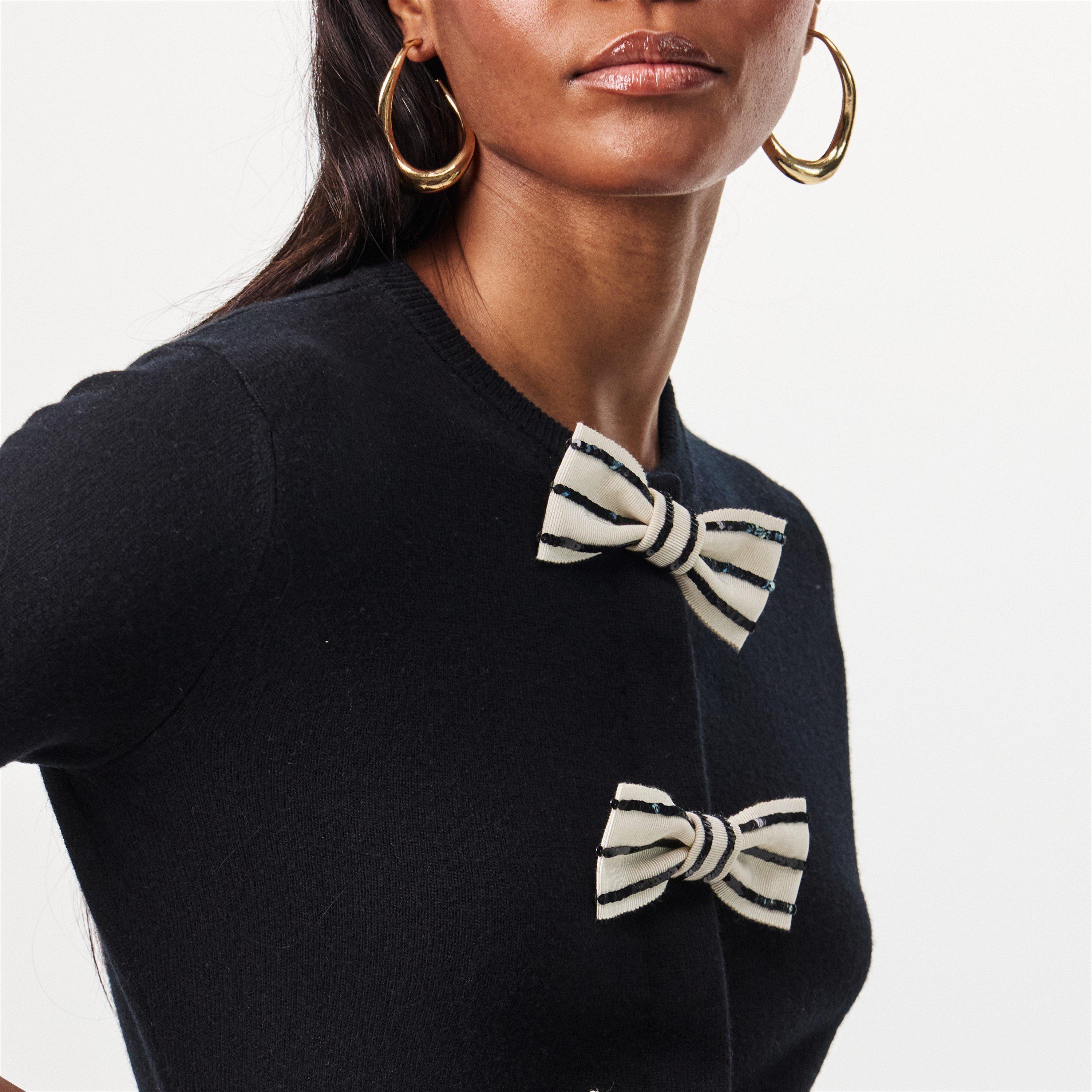 Nero - Valentino - Cardigan With Embroidered Bows - 5