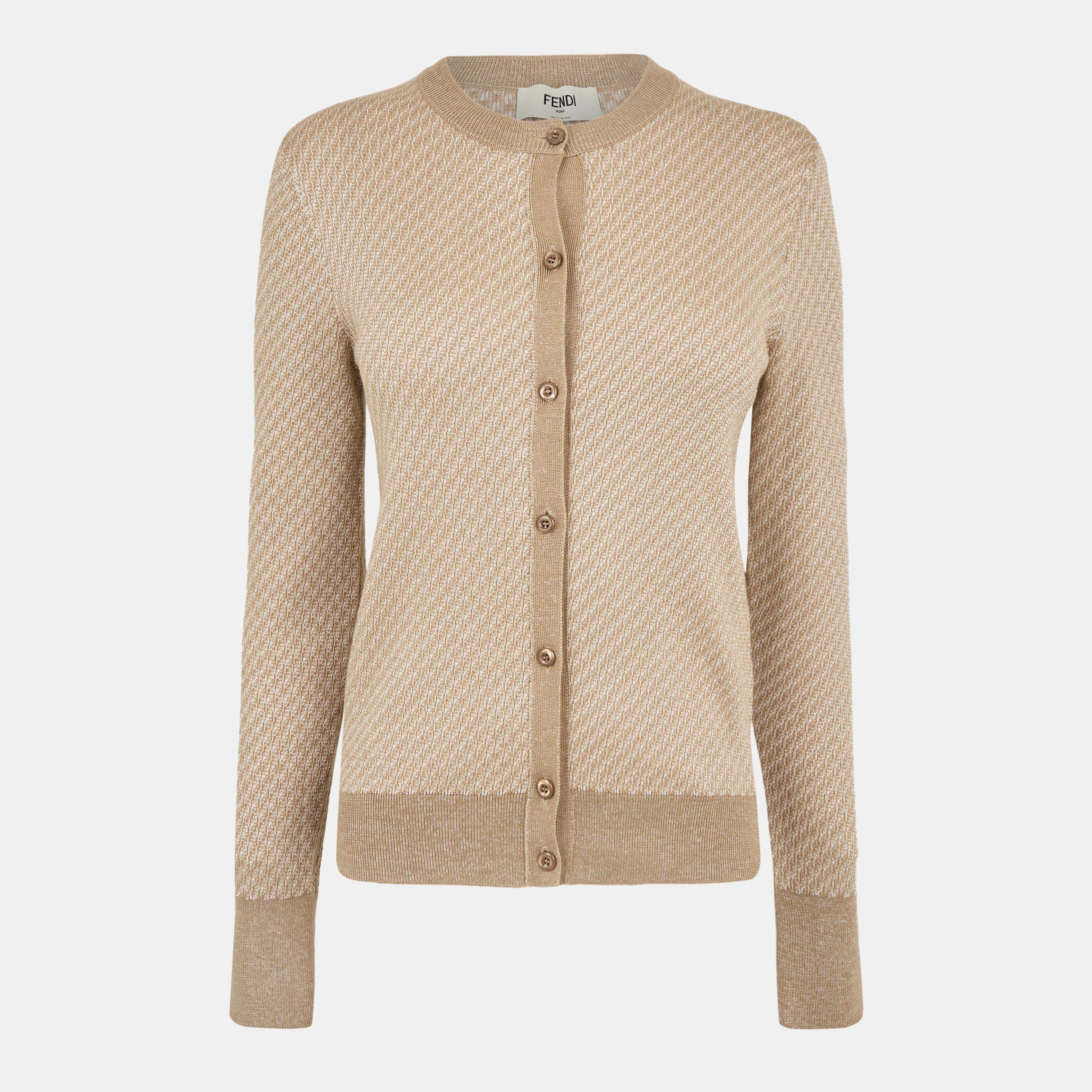 Fendi Ff Monogram Cardigan - Brown - Size 44 (UK 12)