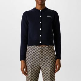 Gucci Women's Embroidered Cotton Wool Jacquard Cardigan