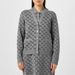 Gucci Jacquard Knit Cardigan With Gg Shadow