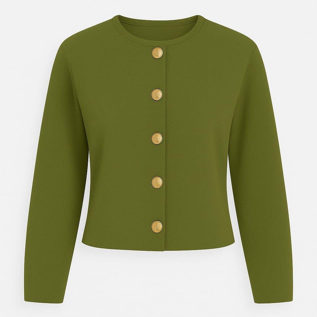 Khaki - I Saw It First - Statement Button Ribbed Cardigan - 1