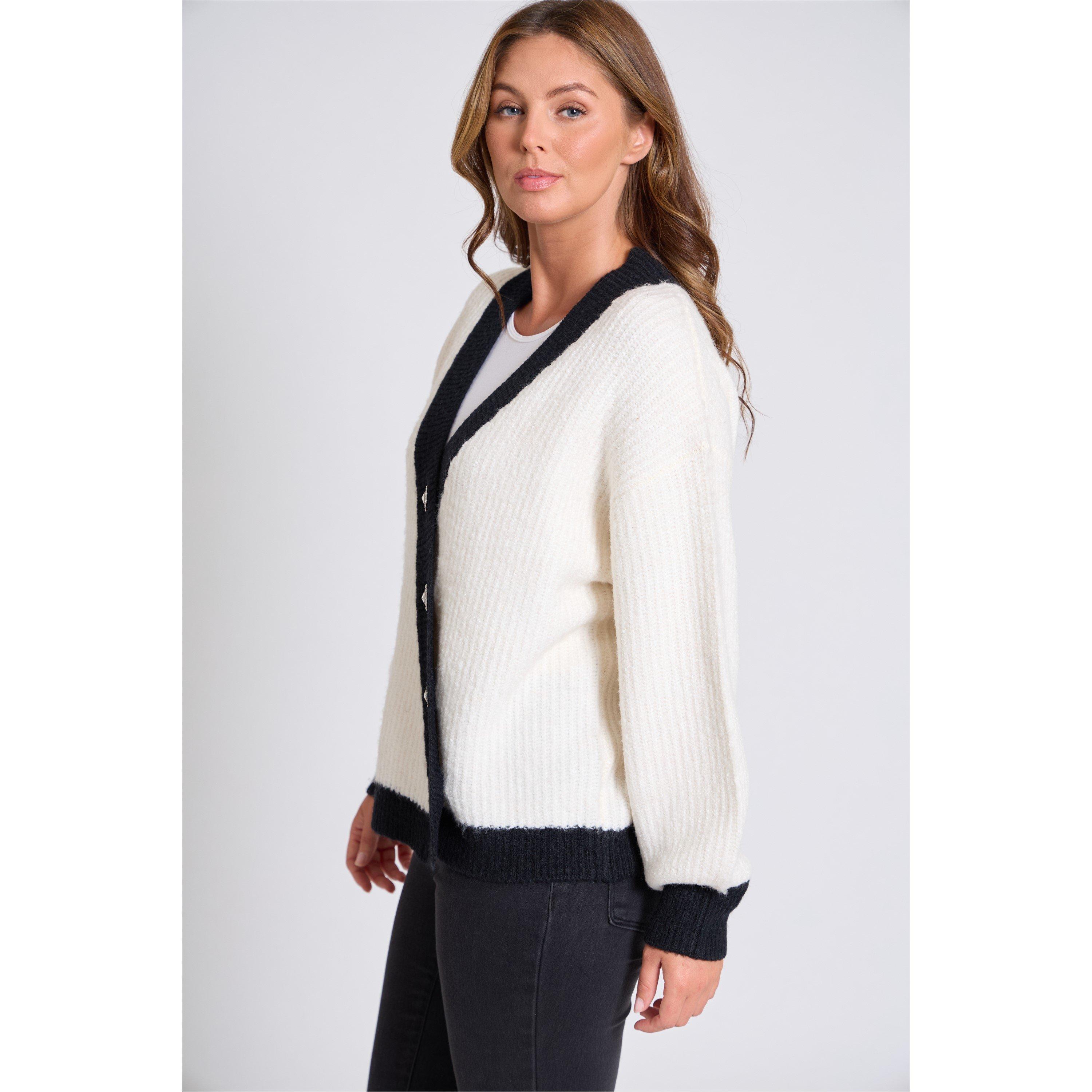 White - Be You - Women's Asymmetrical Button-Up Cardigan - 5