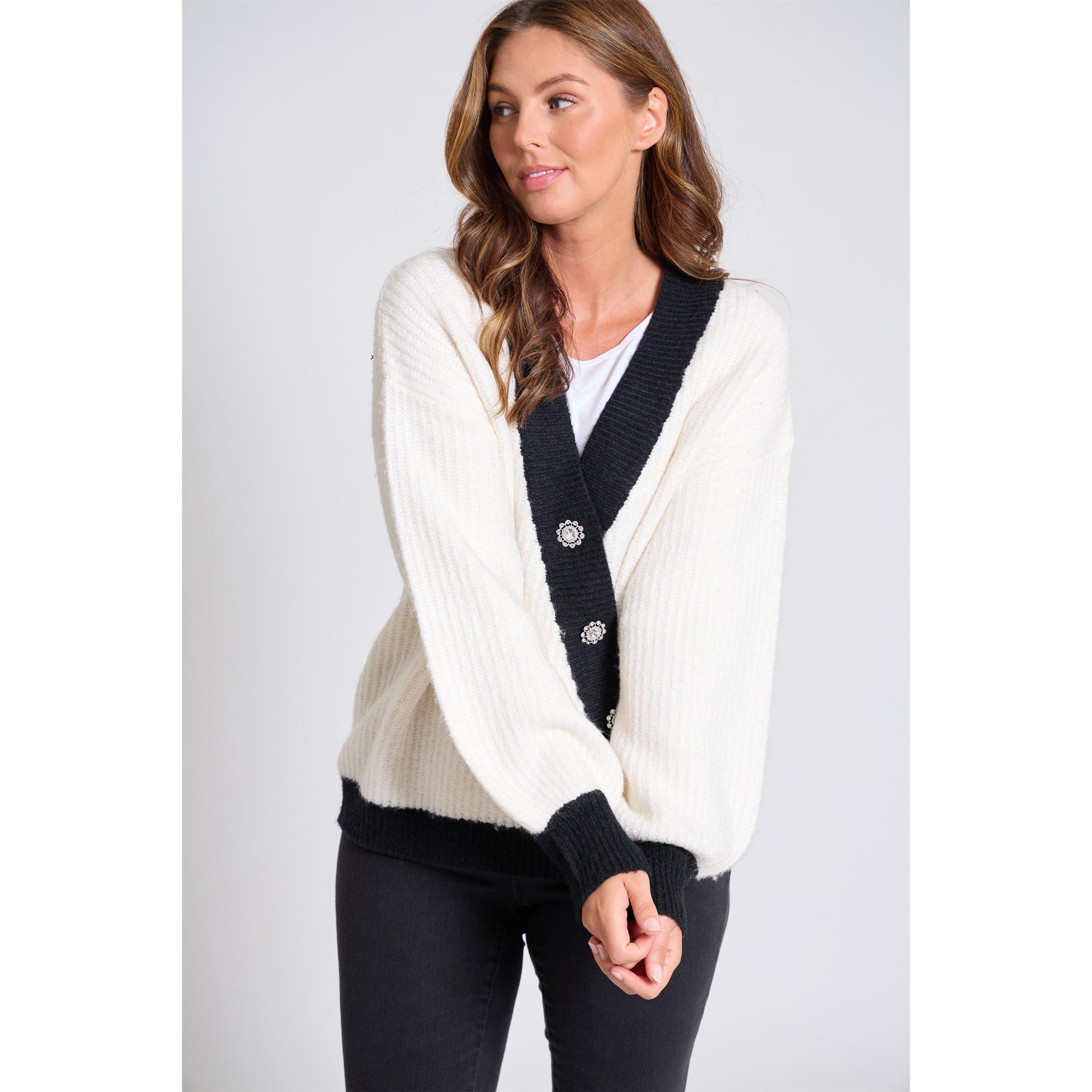 White - Be You - Women's Asymmetrical Button-Up Cardigan - 6