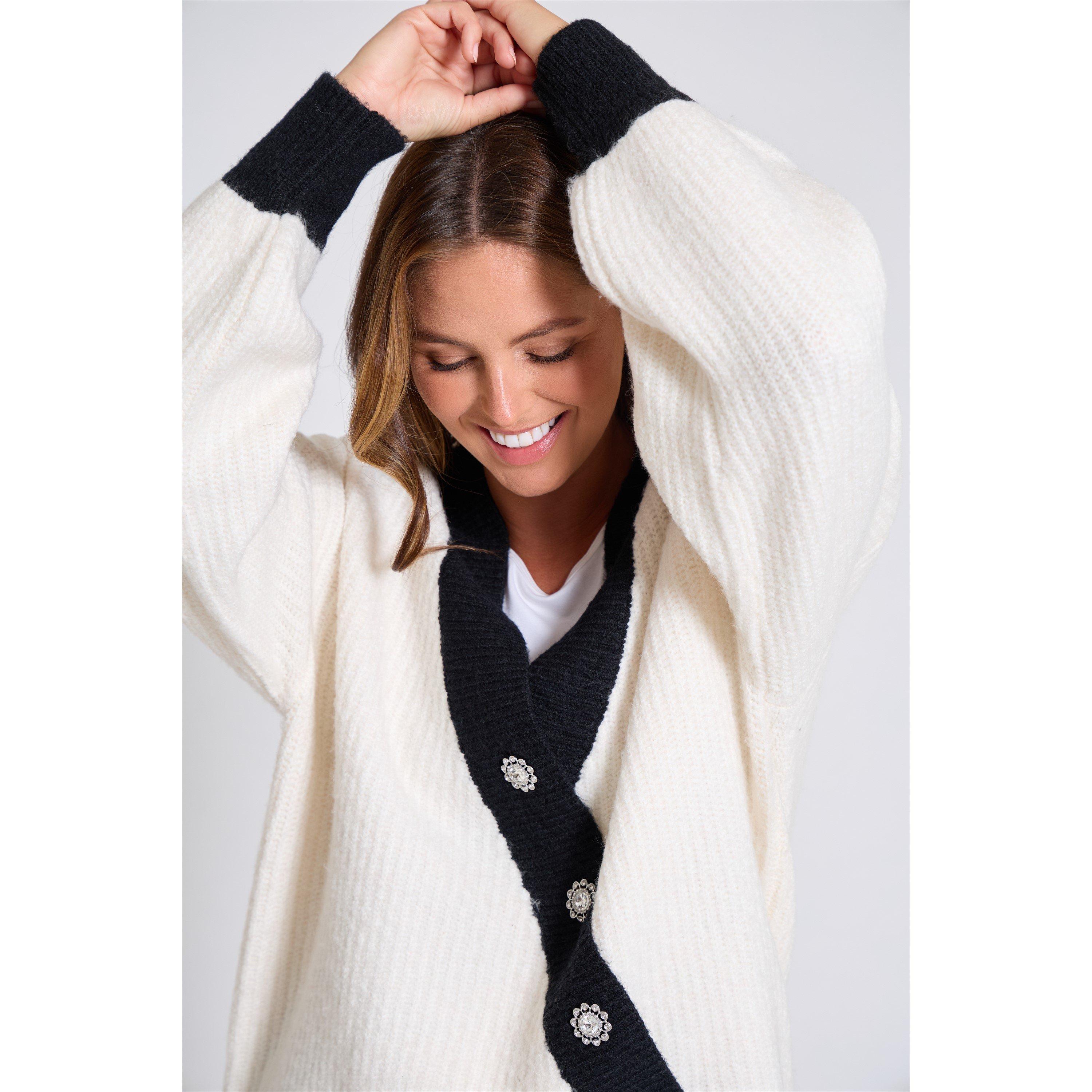 White - Be You - Women's Asymmetrical Button-Up Cardigan - 4