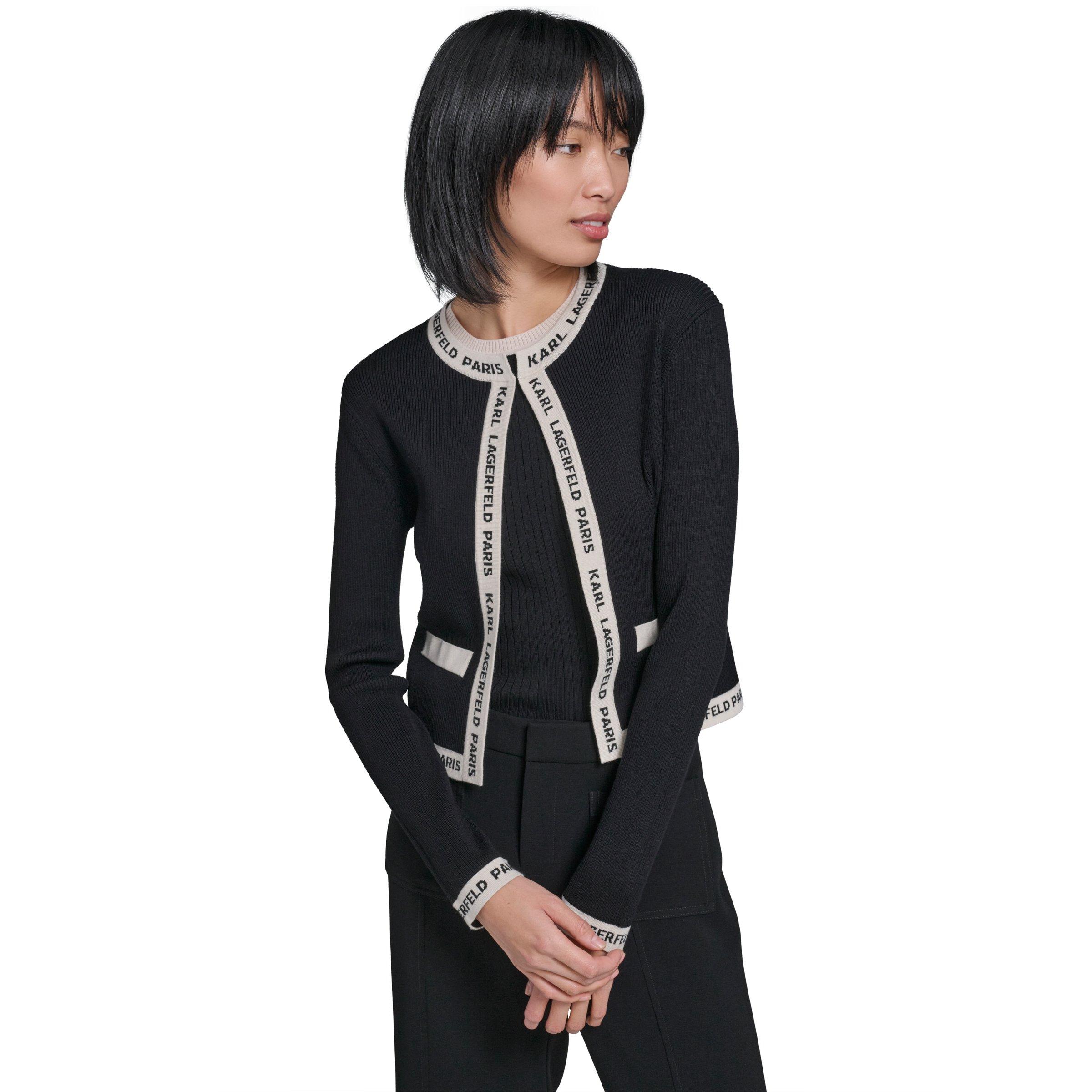 Karl Lagerfeld Women's Sportswear Cardigan - Black/Bisque - 12 (M)