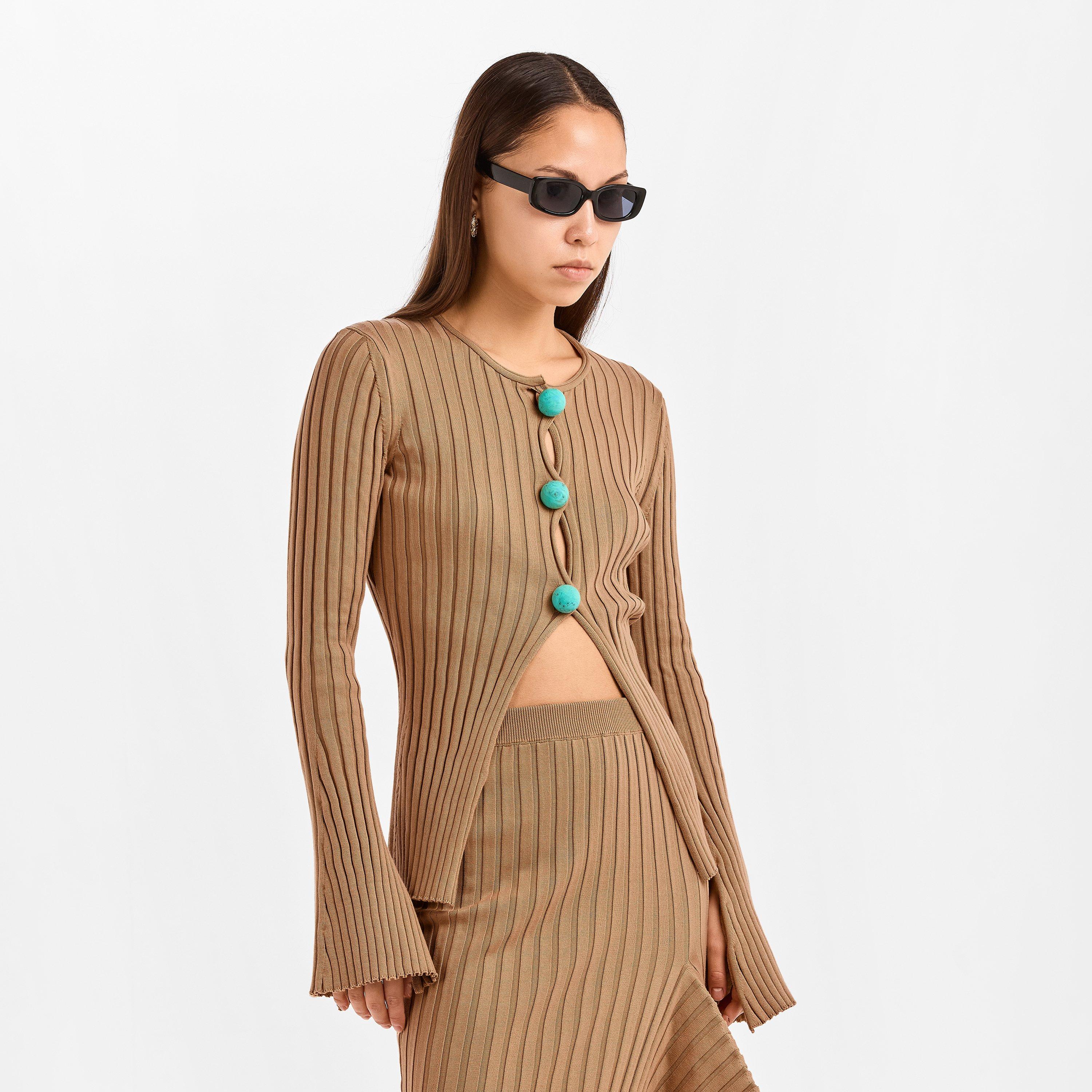 Caramel - Stella McCartney - Women's Ribbed Cardigan - 3