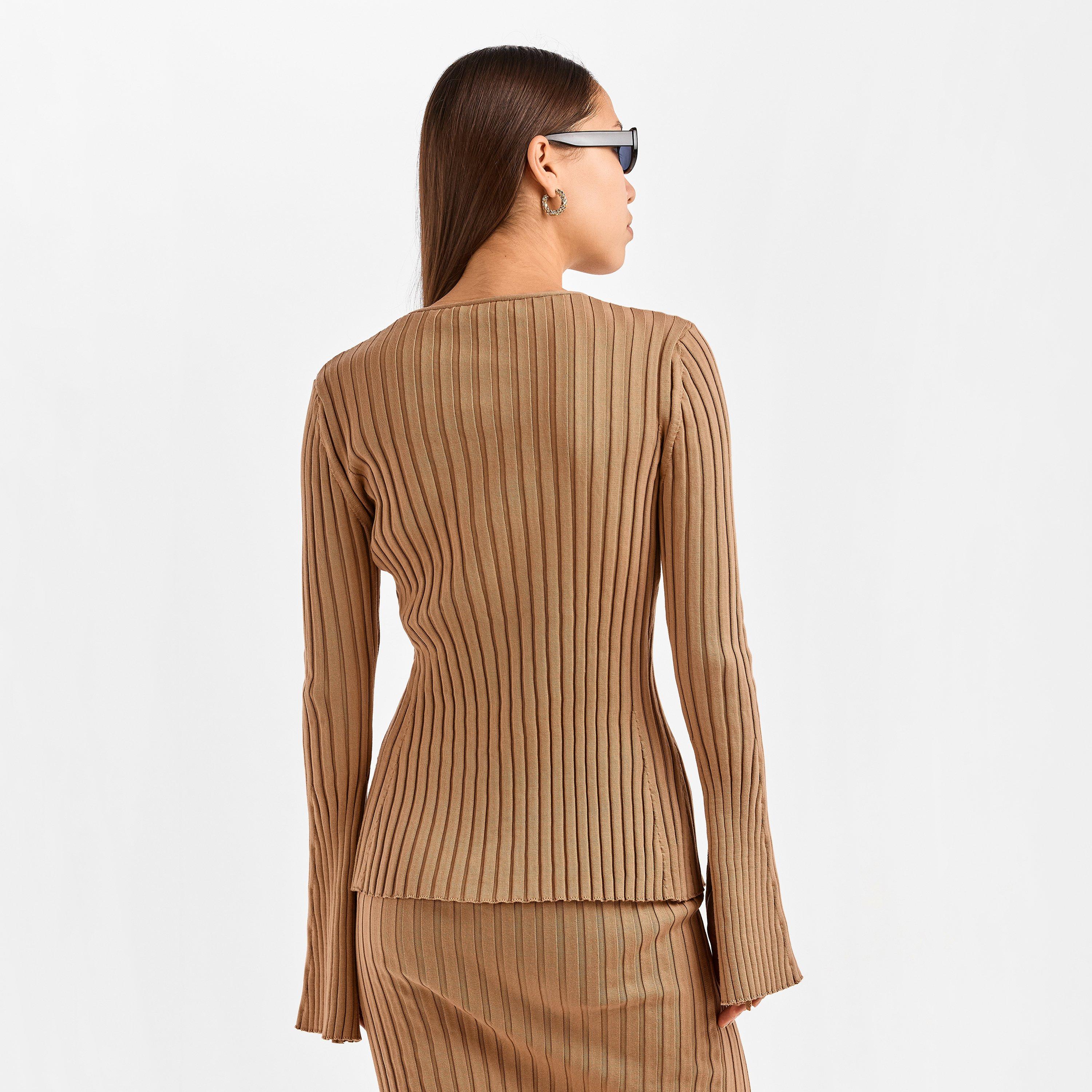 Caramel - Stella McCartney - Women's Ribbed Cardigan - 4