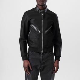 Tom Ford Leather Trimmed Wool And Silk Blend Bomber Jacket