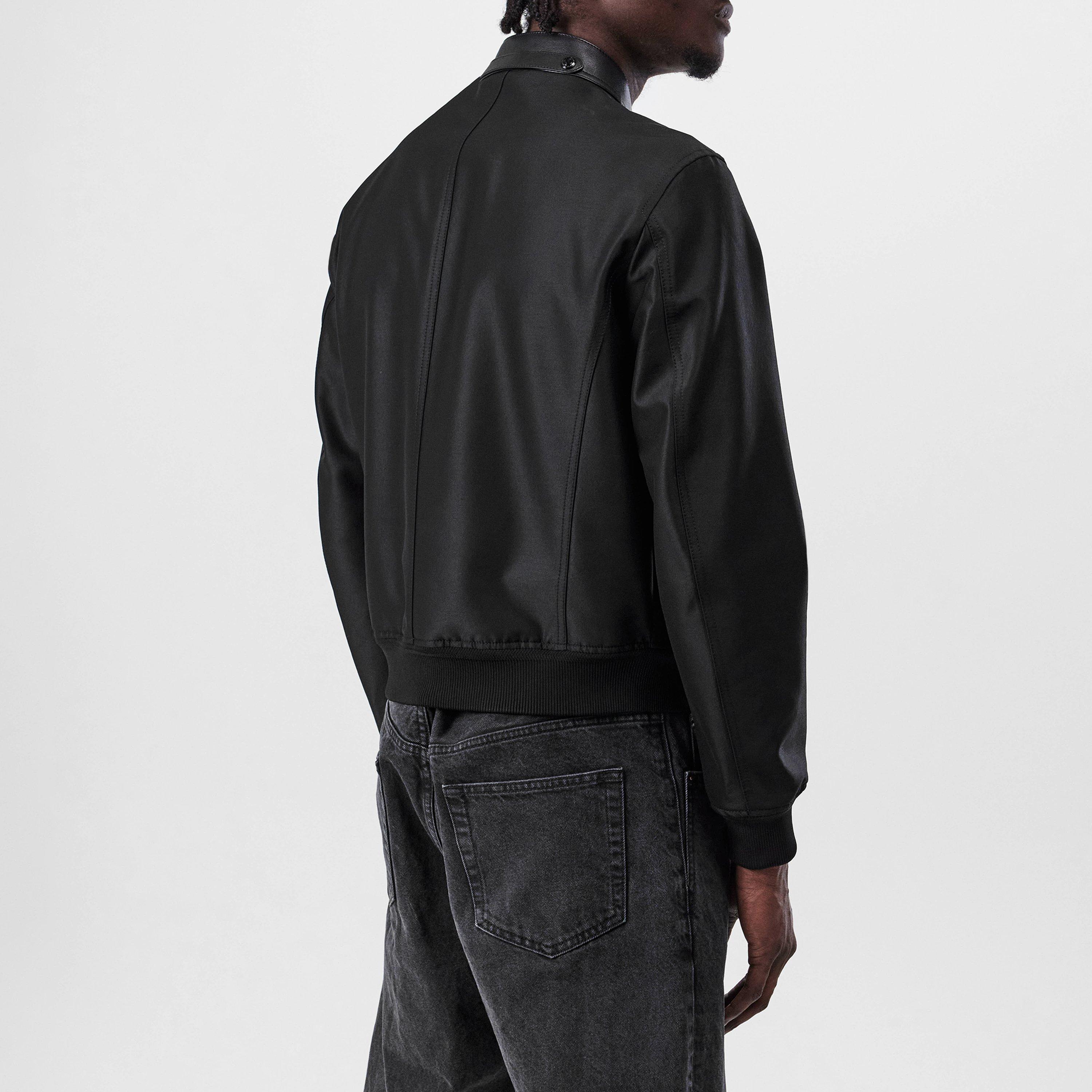 Black - Tom Ford - Men's Leather-Trimmed Wool and Silk Blend Bomber Jacket - 3