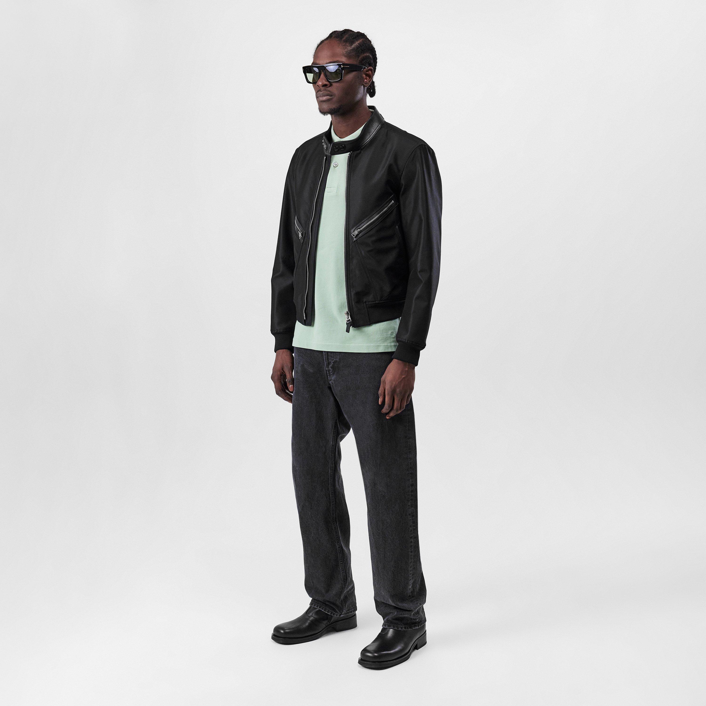 Black - Tom Ford - Men's Leather-Trimmed Wool and Silk Blend Bomber Jacket - 4