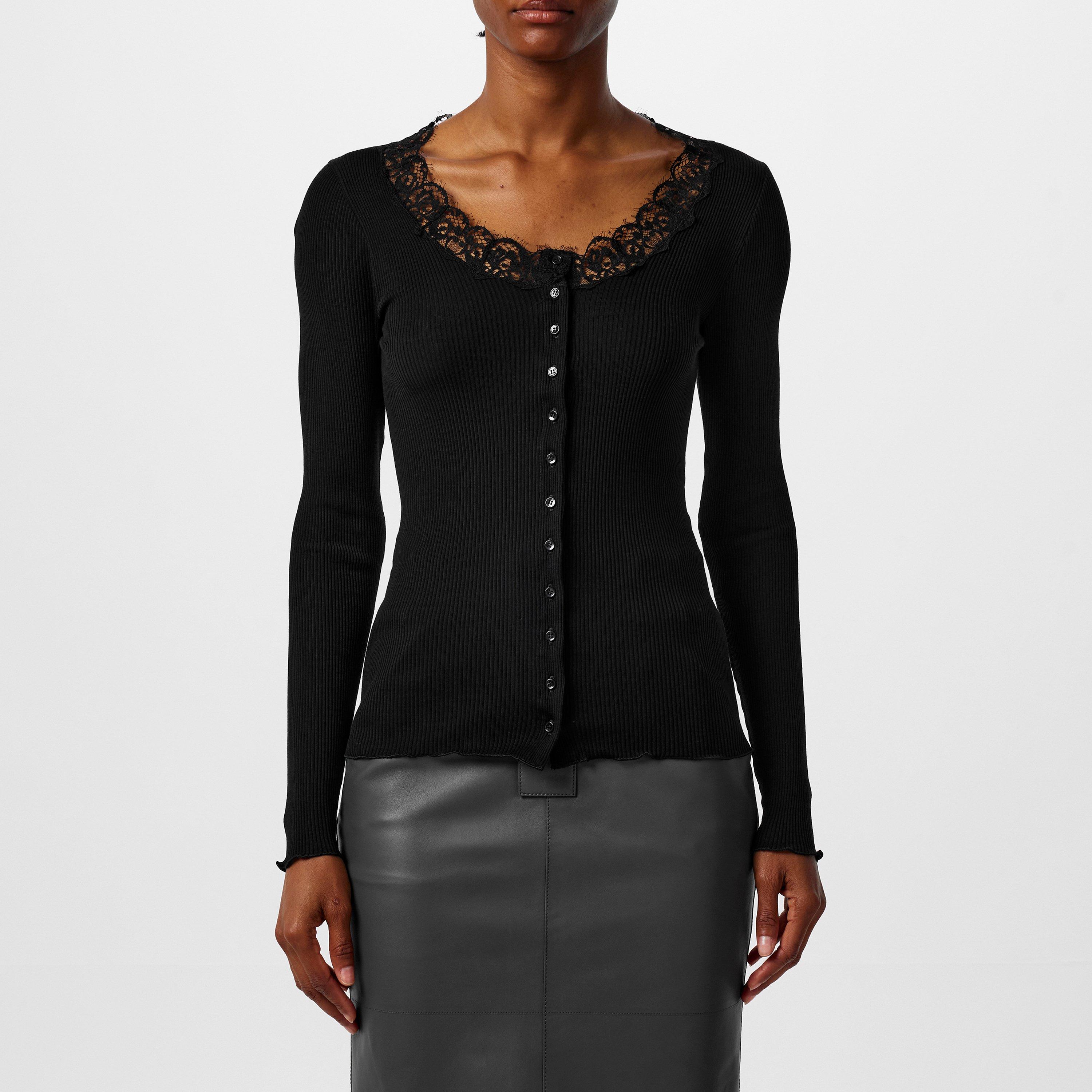 Noir - Saint Laurent - Lace Trim Cardigan - 1