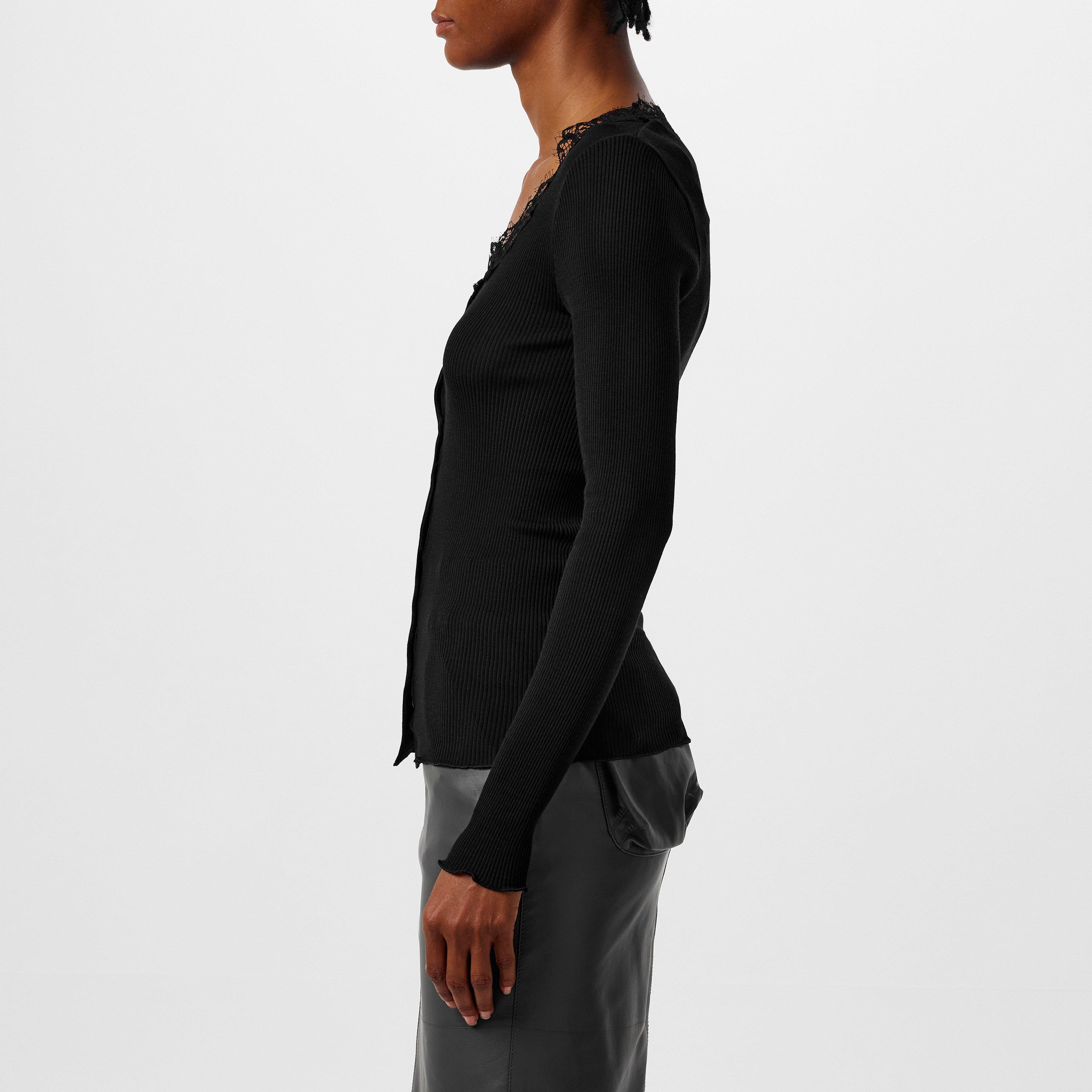 Noir - Saint Laurent - Lace Trim Cardigan - 2