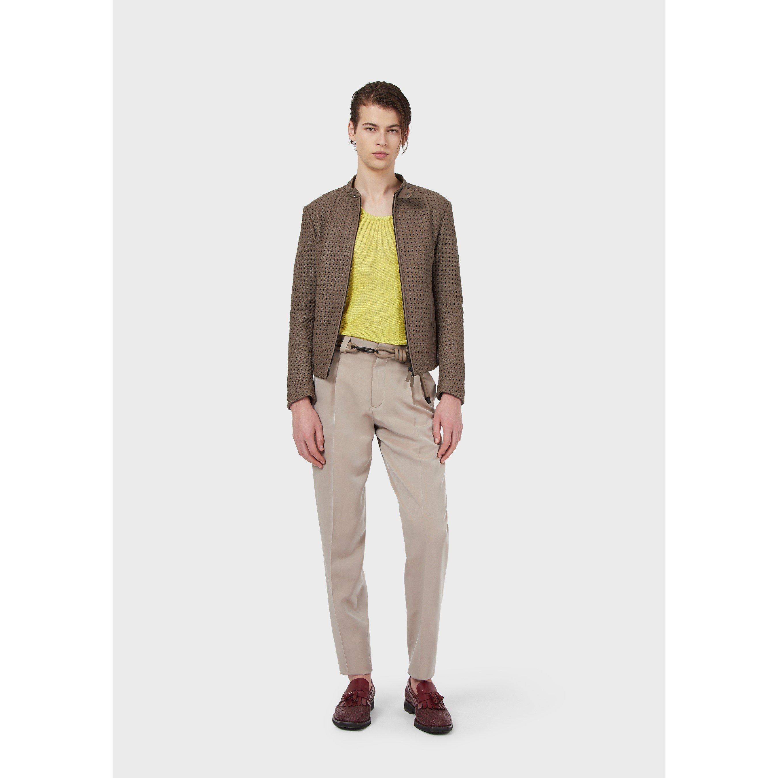 Emporio Armani Men's Textured Biker Leather Jacket